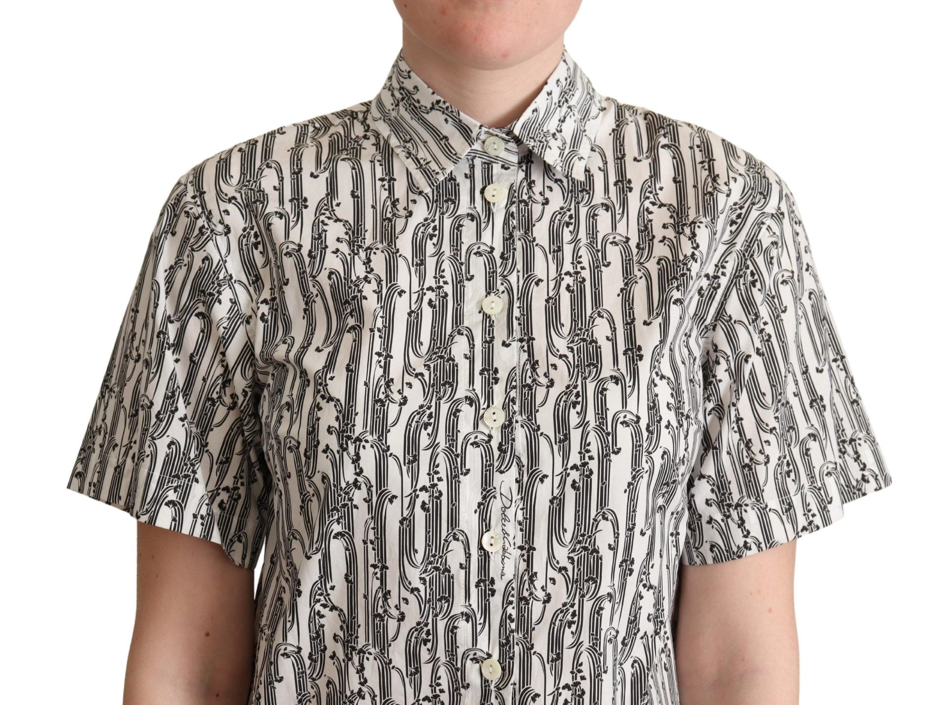 Dolce & Gabbana White Floral Collared Blouse Shirt - Whispers Of Wisdom Clothing
