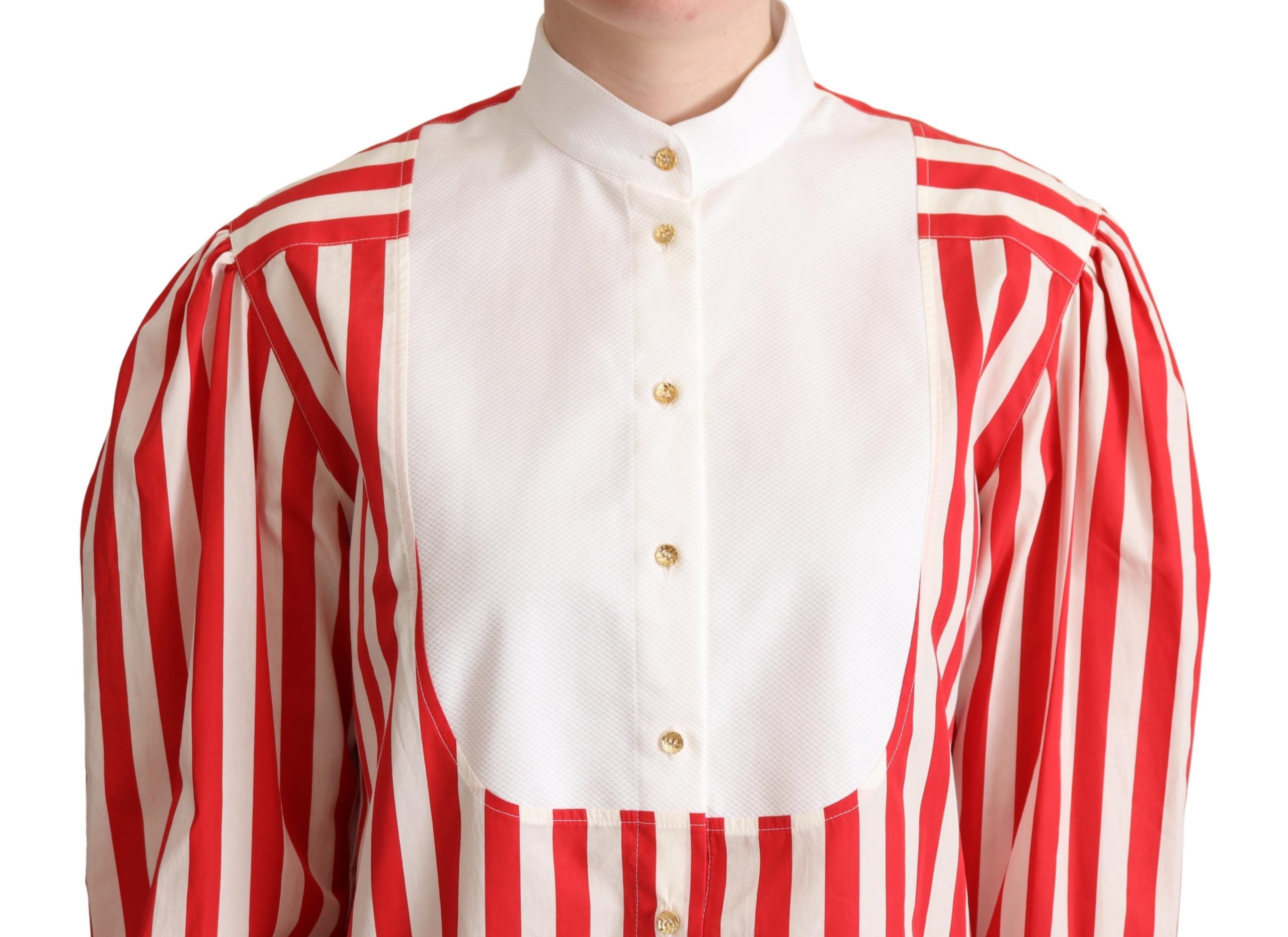 Dolce & Gabbana Red White Striped Long Sleeves Formal Shirt - Whispers Of Wisdom Clothing