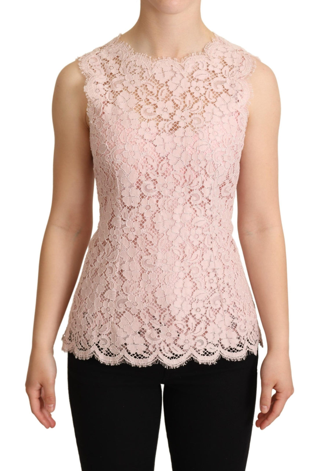 Dolce & Gabbana Pink Floral Lace Sleeveless Tank Blouse Top - Whispers Of Wisdom Clothing