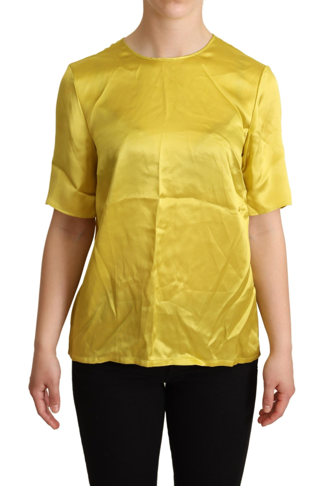 Dolce & Gabbana Yellow Silk Short Sleeve Blouse T-shirt - Whispers Of Wisdom Clothing