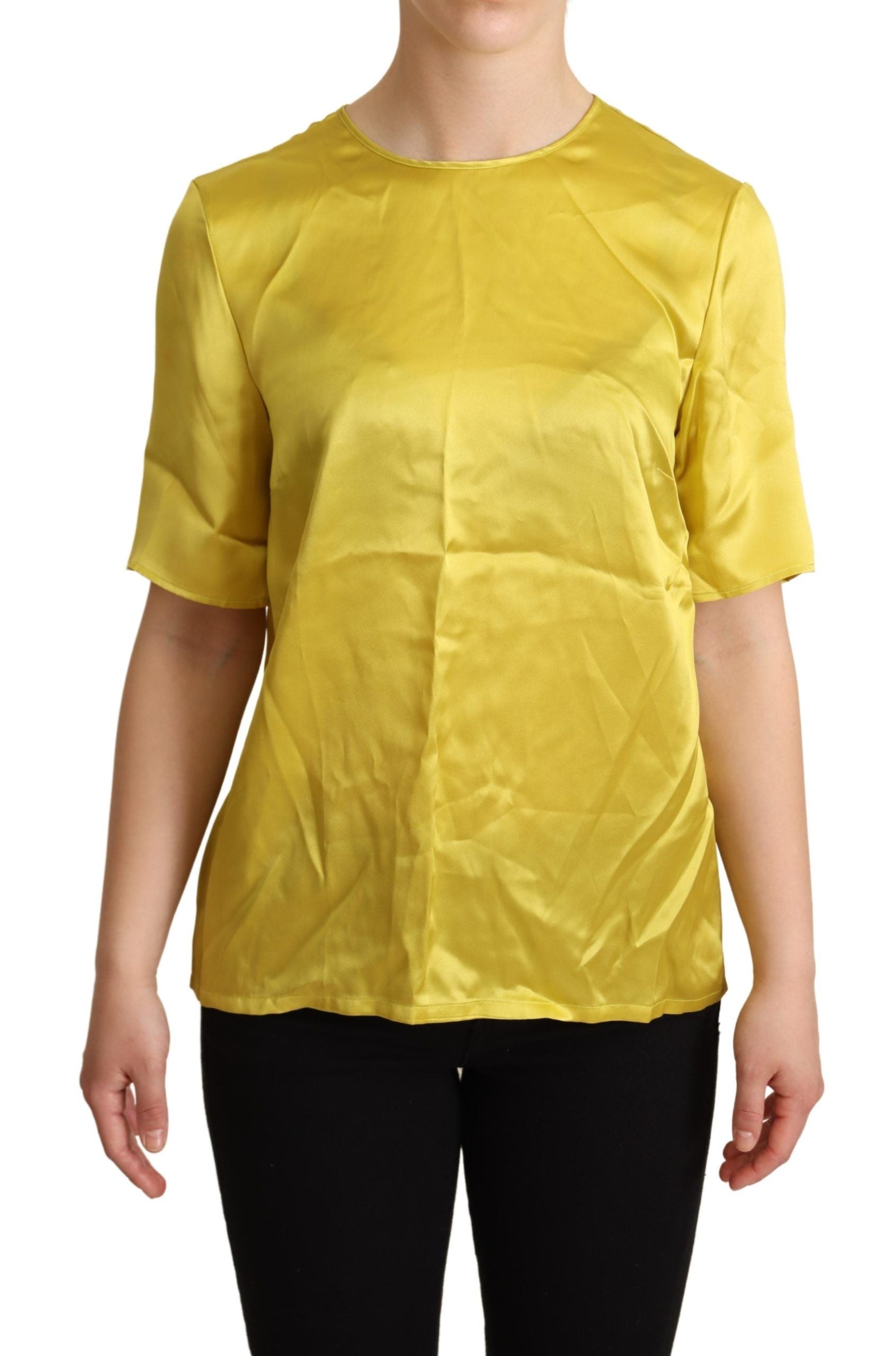 Dolce & Gabbana Yellow Silk Short Sleeve Blouse T-shirt - Whispers Of Wisdom Clothing