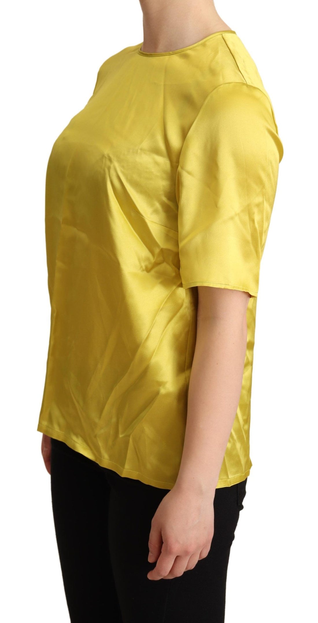 Dolce & Gabbana Yellow Silk Short Sleeve Blouse T-shirt - Whispers Of Wisdom Clothing