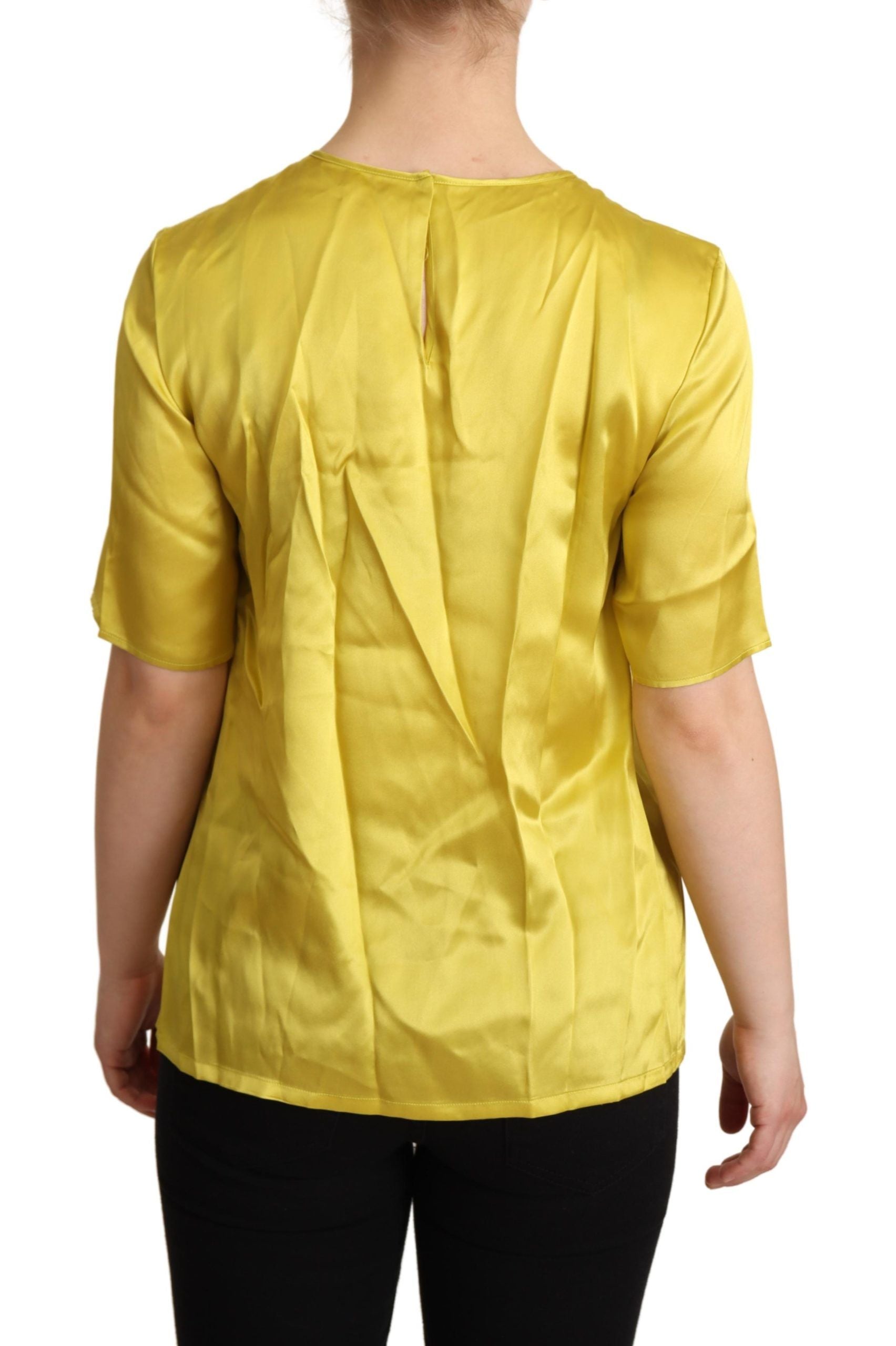 Dolce & Gabbana Yellow Silk Short Sleeve Blouse T-shirt - Whispers Of Wisdom Clothing