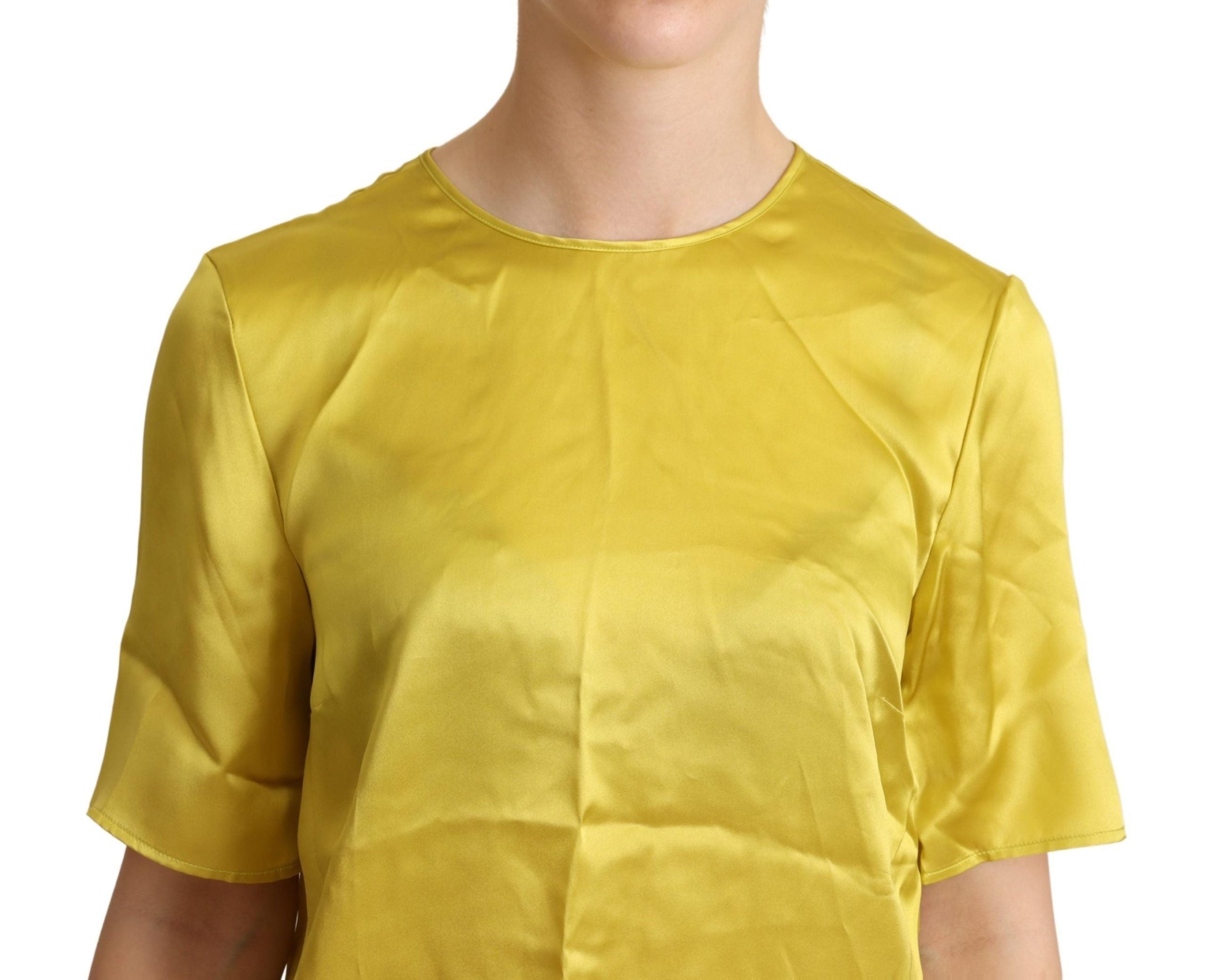 Dolce & Gabbana Yellow Silk Short Sleeve Blouse T-shirt - Whispers Of Wisdom Clothing