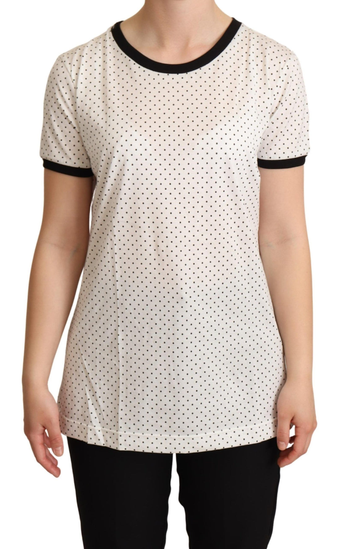 Dolce & Gabbana White Dotted Crewneck Cotton T-shirt - Whispers Of Wisdom Clothing