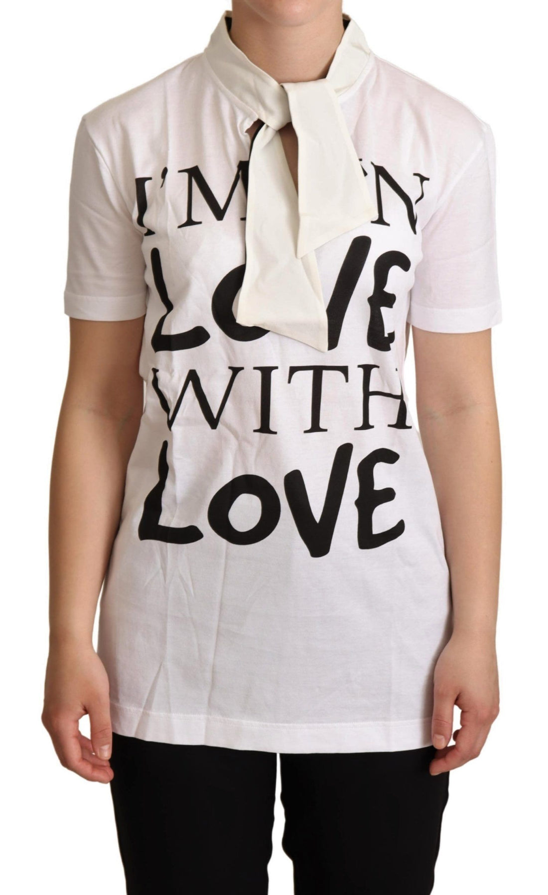 Dolce & Gabbana White Cotton Silk I'm In Love Top T-shirt - Whispers Of Wisdom Clothing