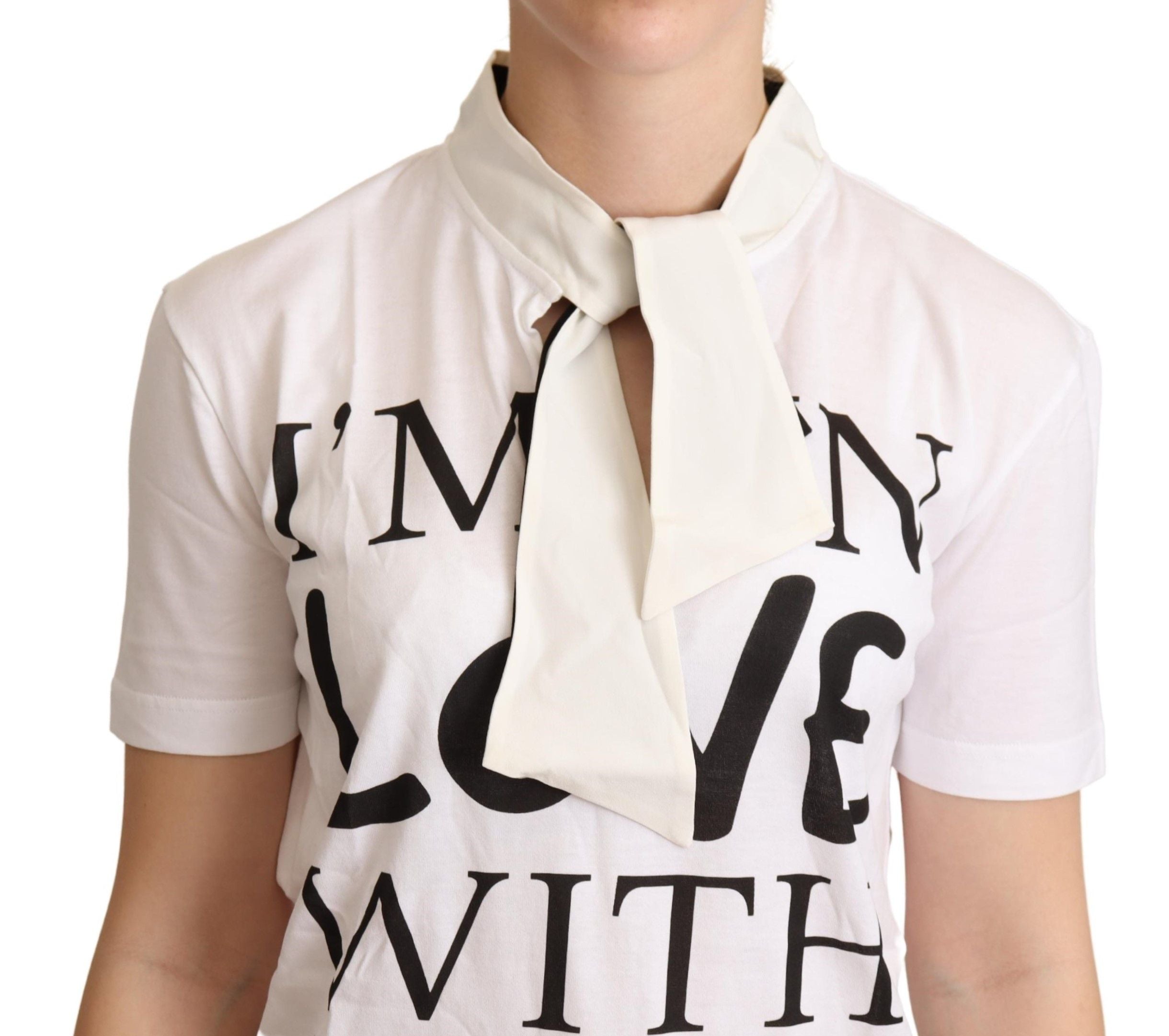 Dolce & Gabbana White Cotton Silk I'm In Love Top T-shirt - Whispers Of Wisdom Clothing