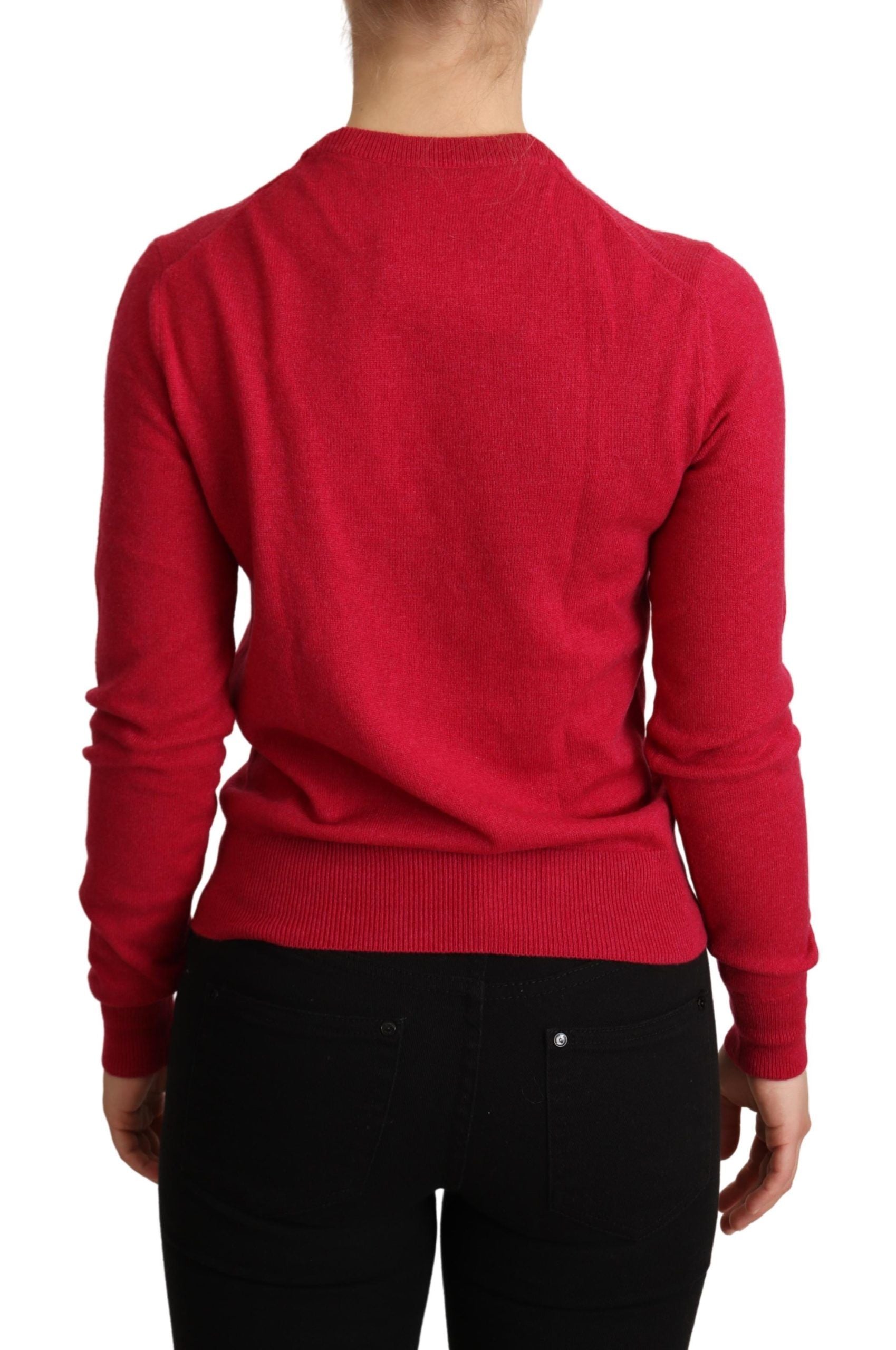 Dolce & Gabbana Pink Embroidered Cashmere Wool Pullover Sweater - Whispers Of Wisdom Clothing