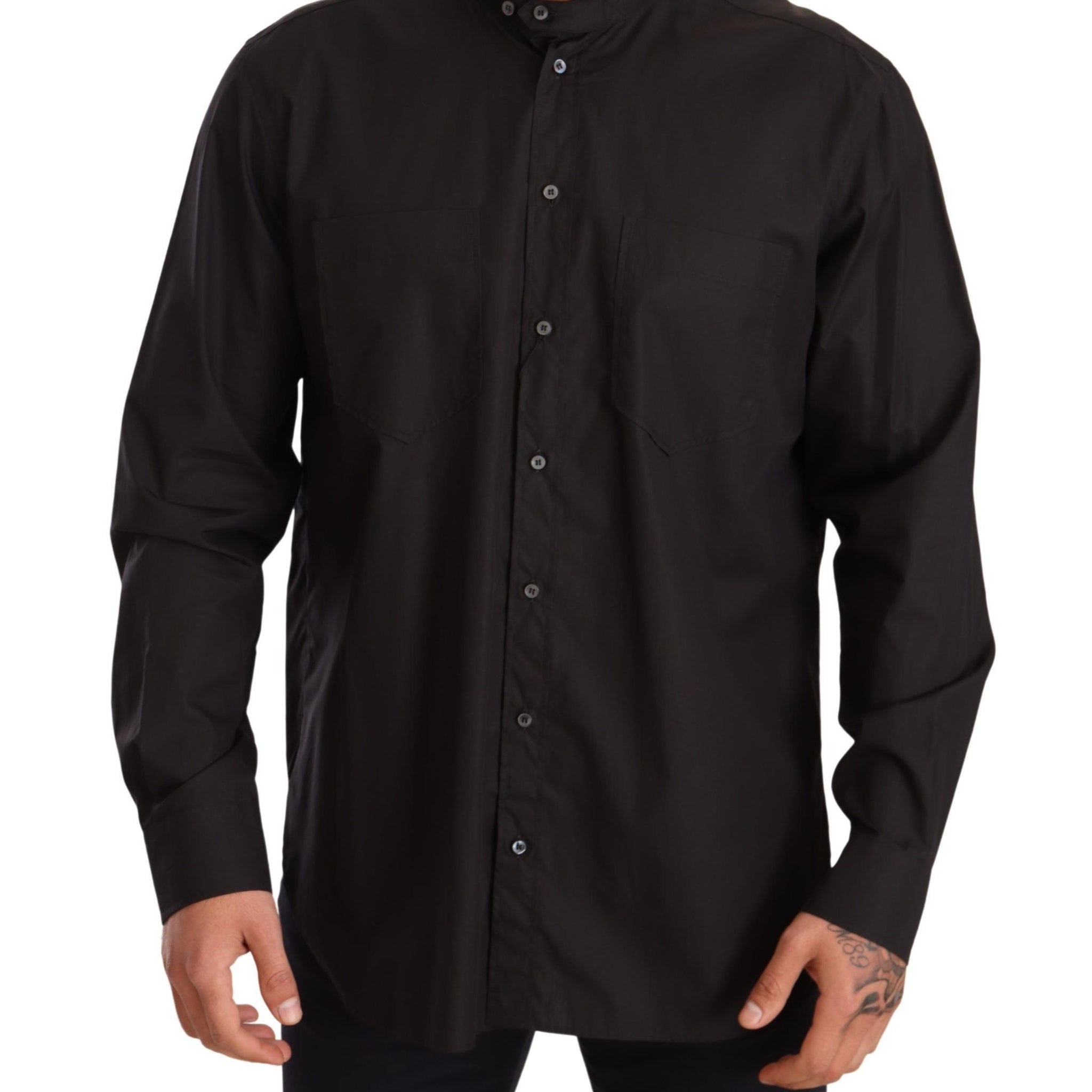Dolce & Gabbana Black 100% Cotton Formal Dress Top Shirt