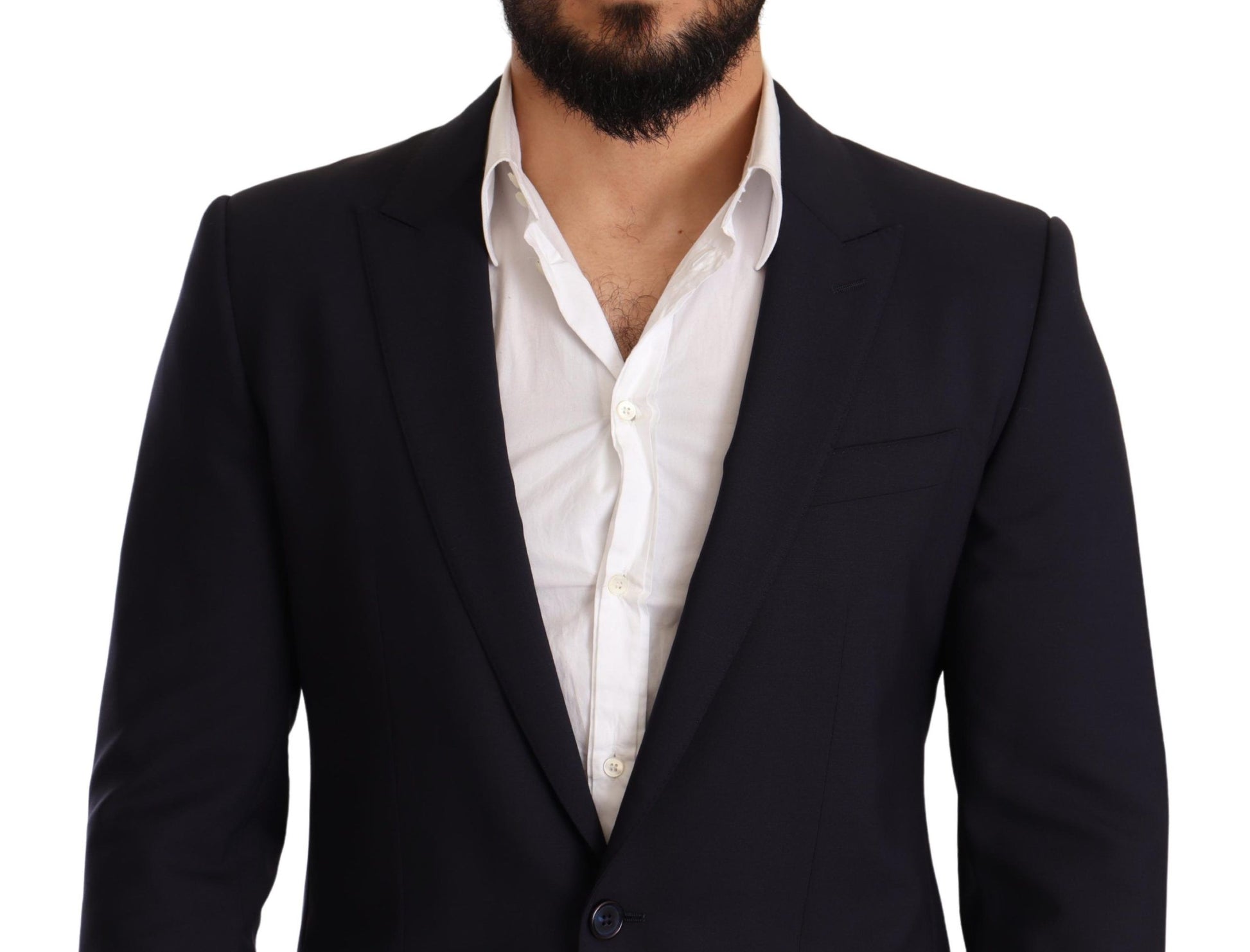 Dolce & Gabbana Navy Blue Wool Slim Fit MARTINI Blazer - Whispers Of Wisdom Clothing