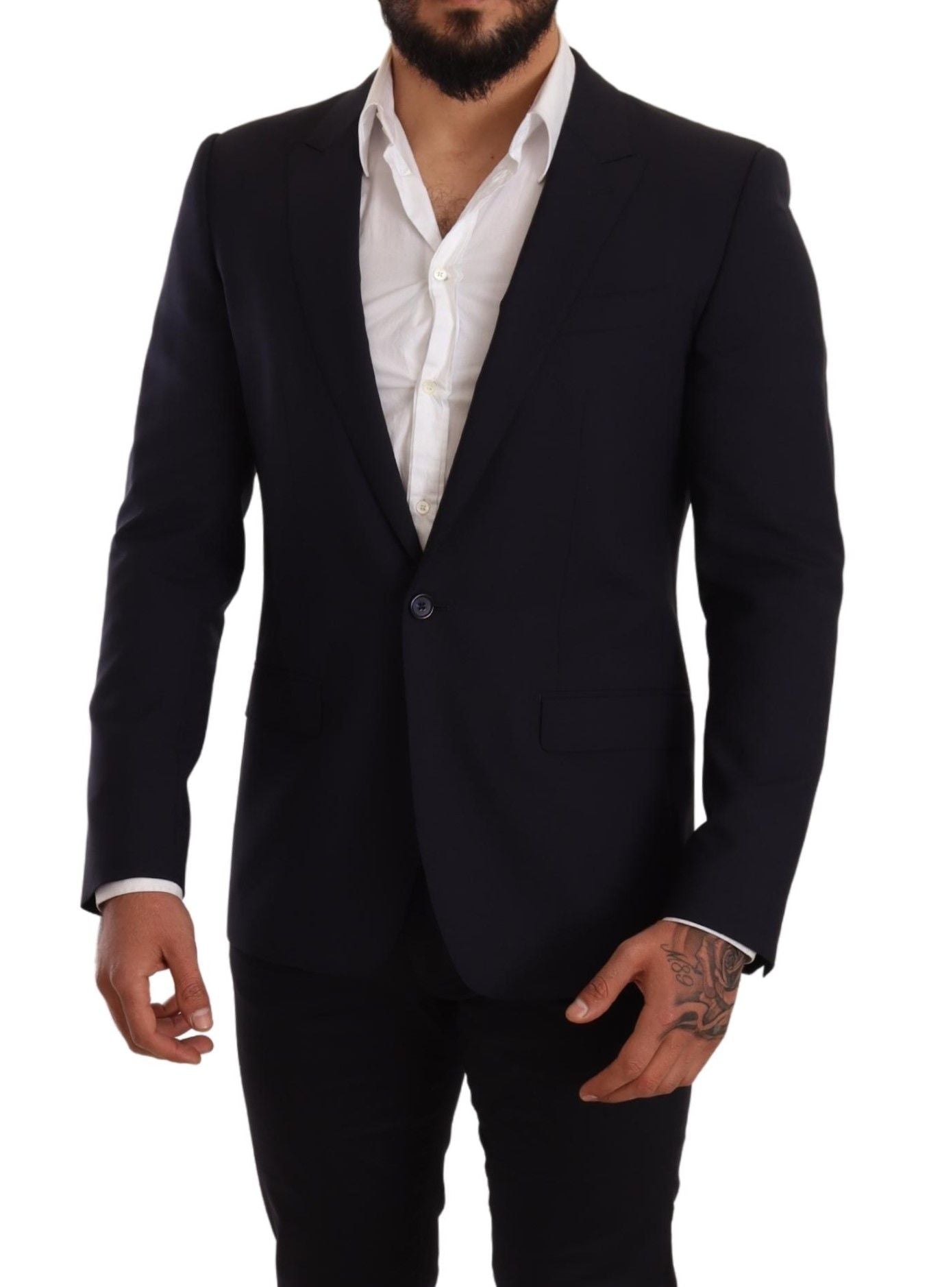 Dolce & Gabbana Navy Blue Wool Slim Fit MARTINI Blazer - Whispers Of Wisdom Clothing