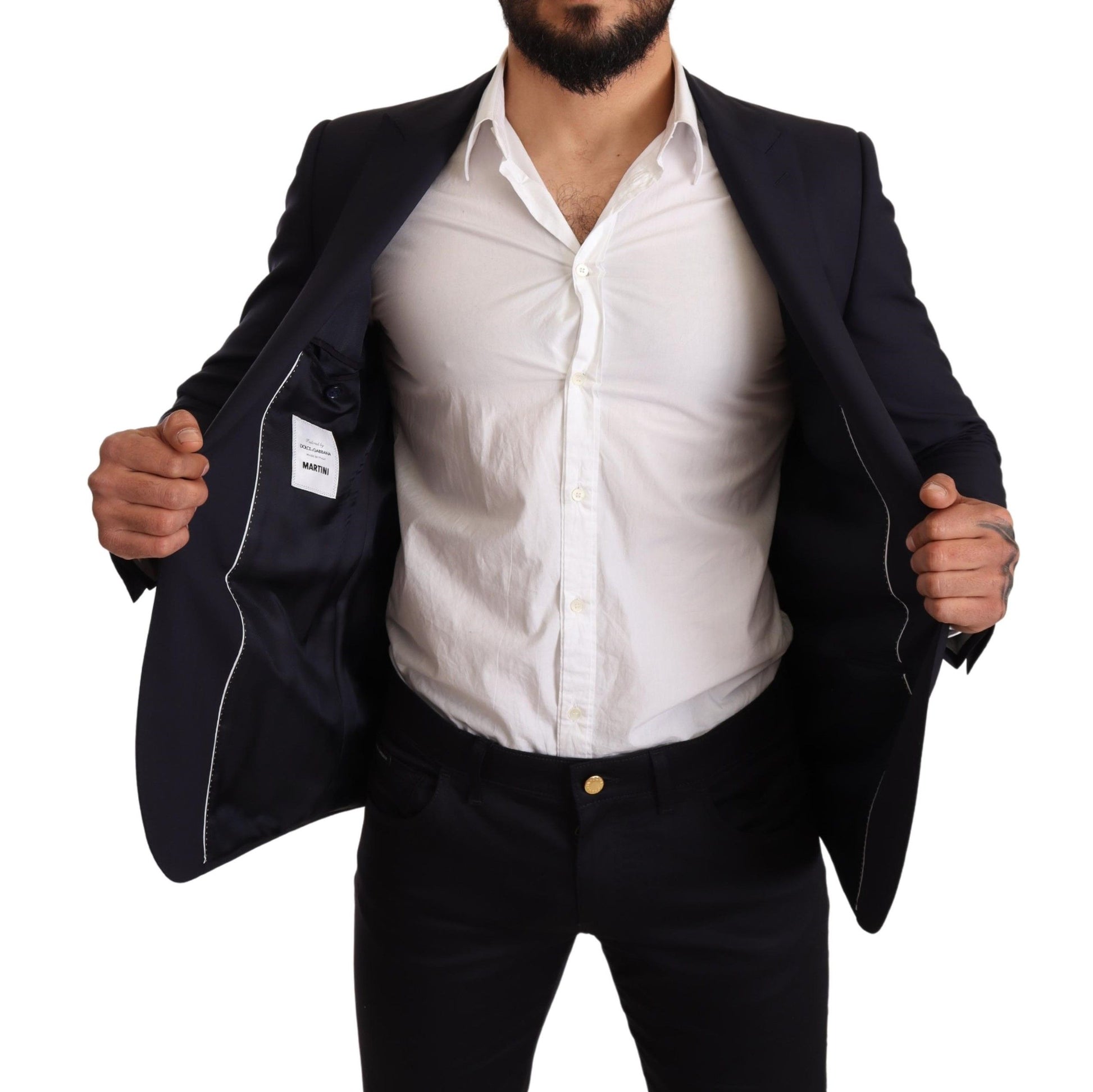 Dolce & Gabbana Navy Blue Wool Slim Fit MARTINI Blazer - Whispers Of Wisdom Clothing