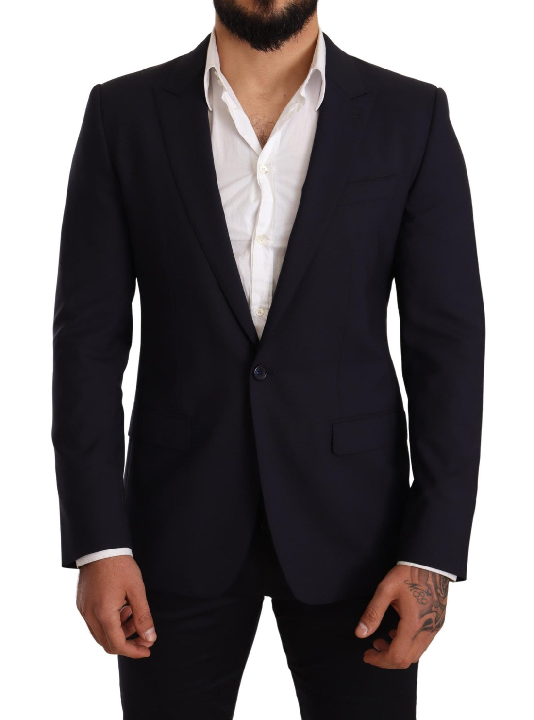 Dolce & Gabbana Navy Blue Wool Slim Fit MARTINI Blazer - Whispers Of Wisdom Clothing