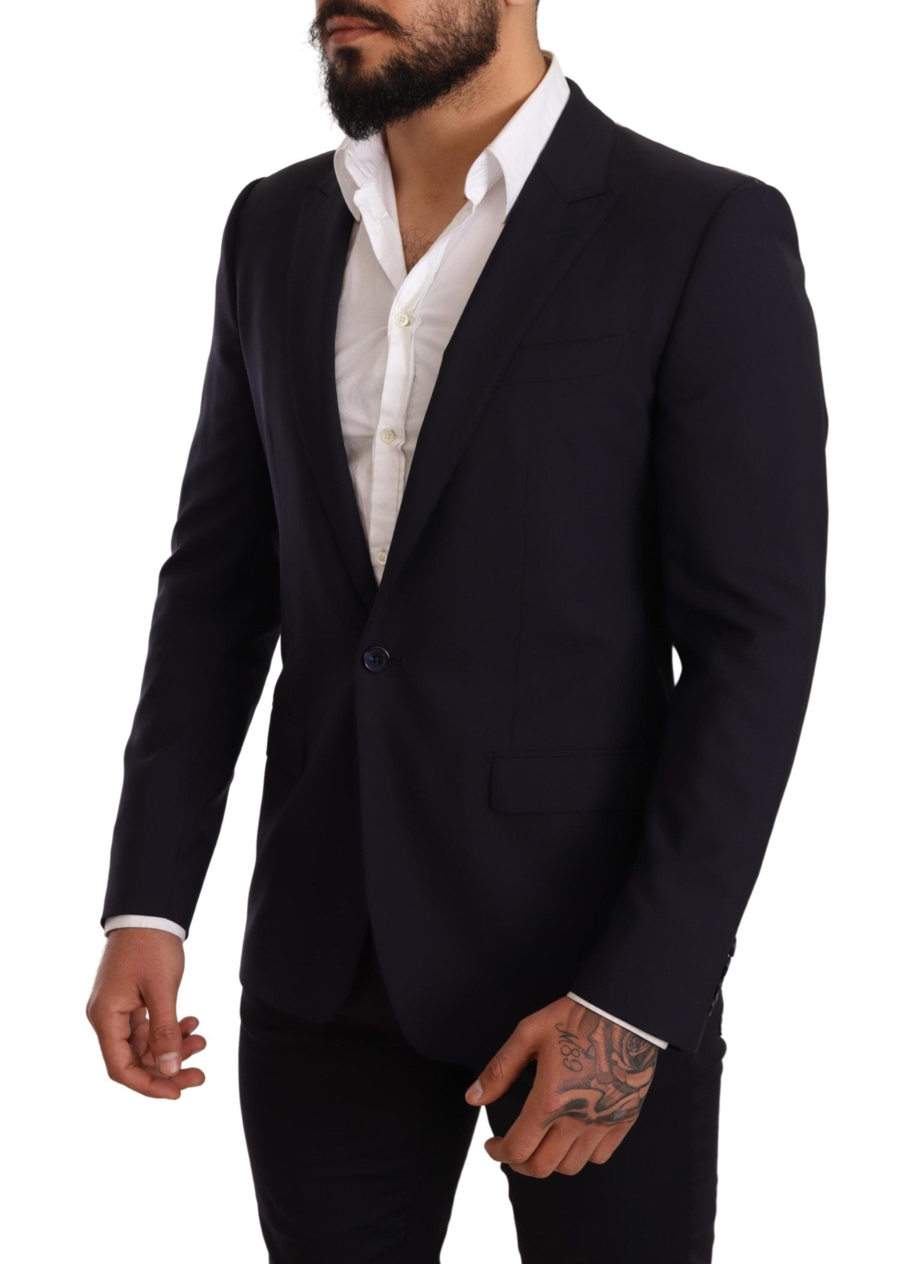 Dolce & Gabbana Navy Blue Wool Slim Fit MARTINI Blazer - Whispers Of Wisdom Clothing