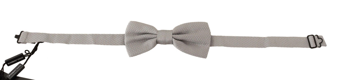 Dolce & Gabbana Silver Gray 100% Silk Adjustable Neck Papillon Bow Tie - Whispers Of Wisdom Clothing
