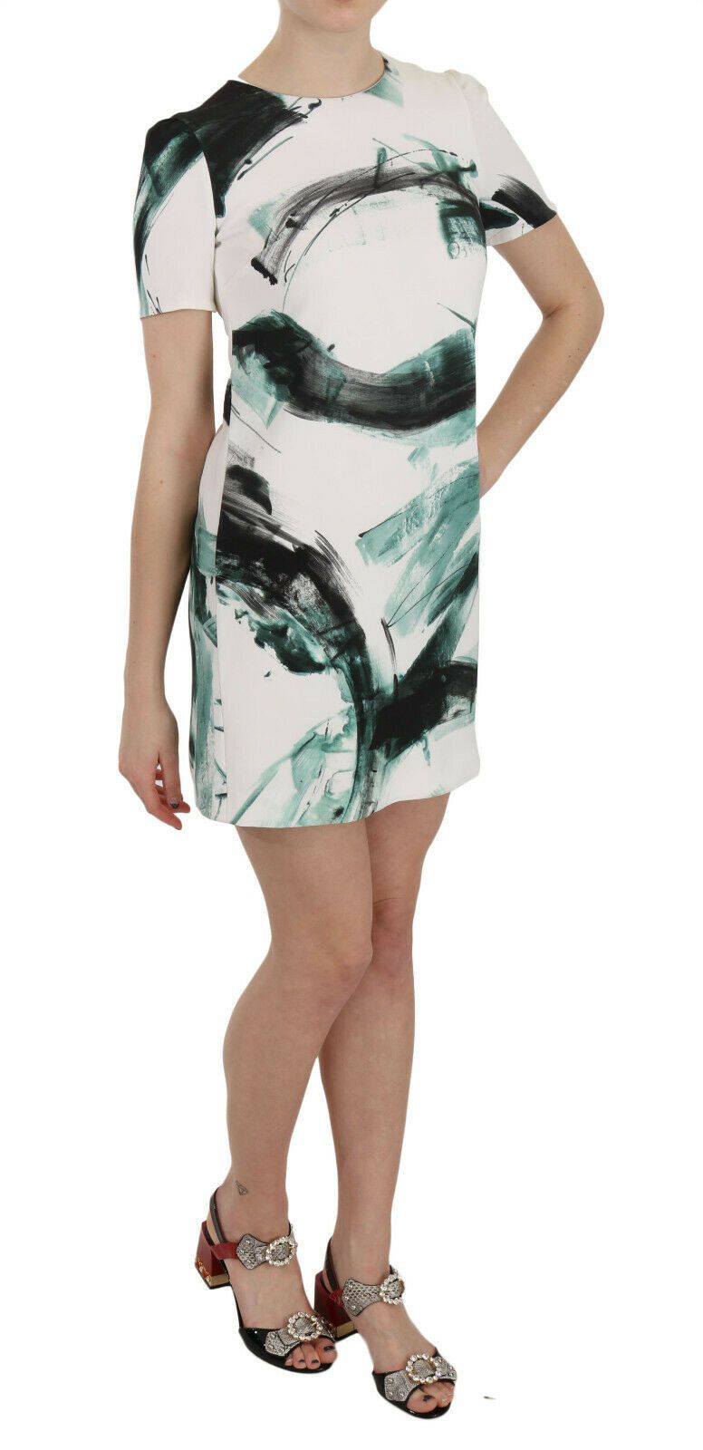Dolce & Gabbana White Black Blue Shift Short Mini Dress - Whispers Of Wisdom Clothing