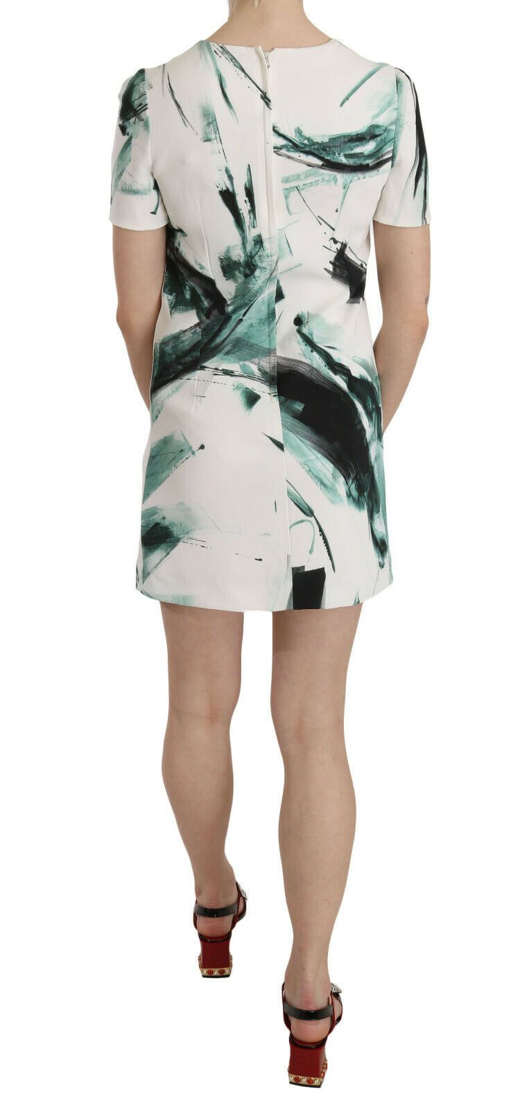 Dolce & Gabbana White Black Blue Shift Short Mini Dress - Whispers Of Wisdom Clothing