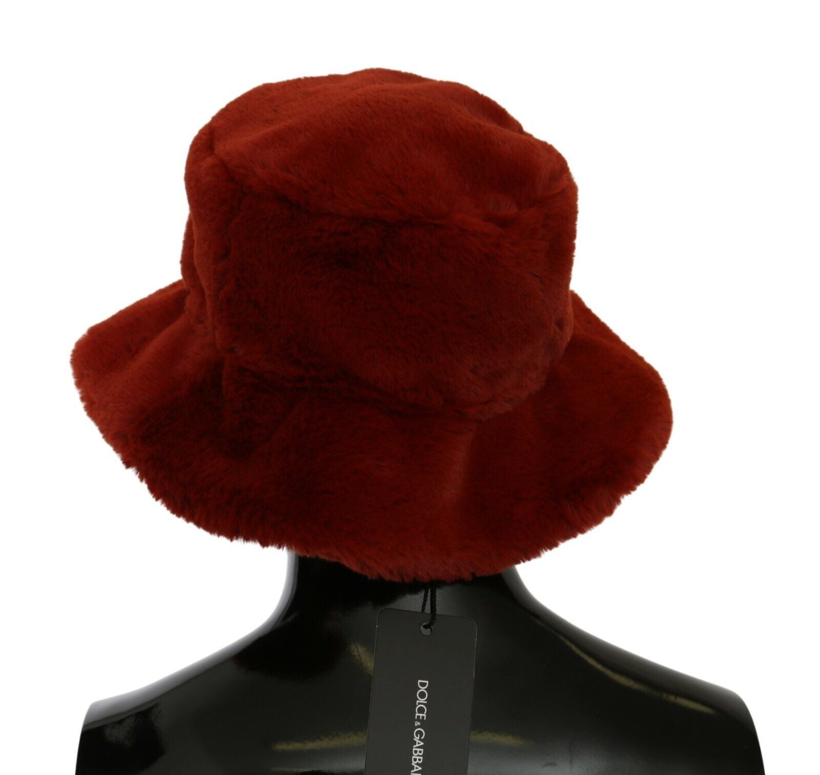 Dolce & Gabbana Red Bordeaux Fur Wide Brim Bucket  Hat - Whispers Of Wisdom Clothing