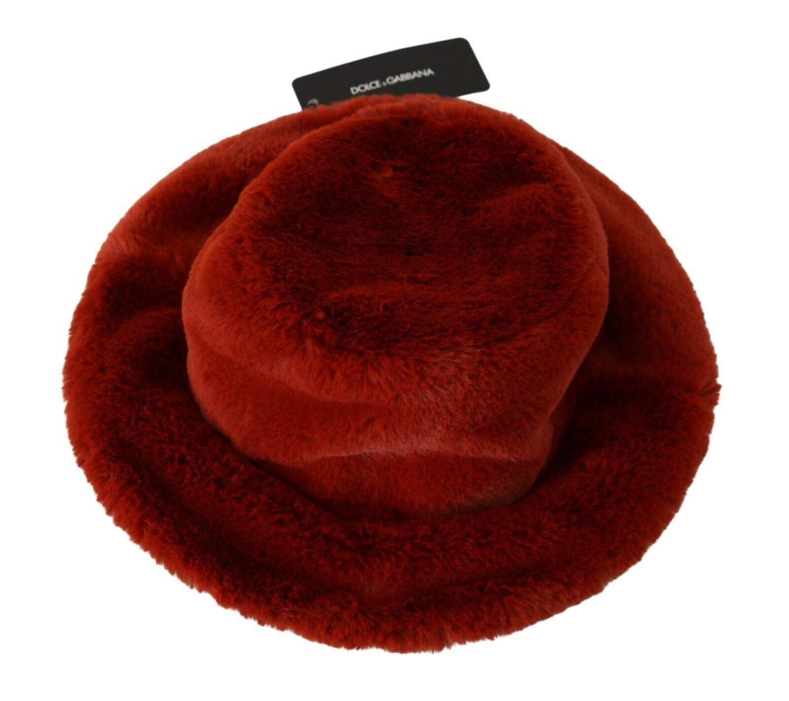Dolce & Gabbana Red Bordeaux Fur Wide Brim Bucket  Hat - Whispers Of Wisdom Clothing