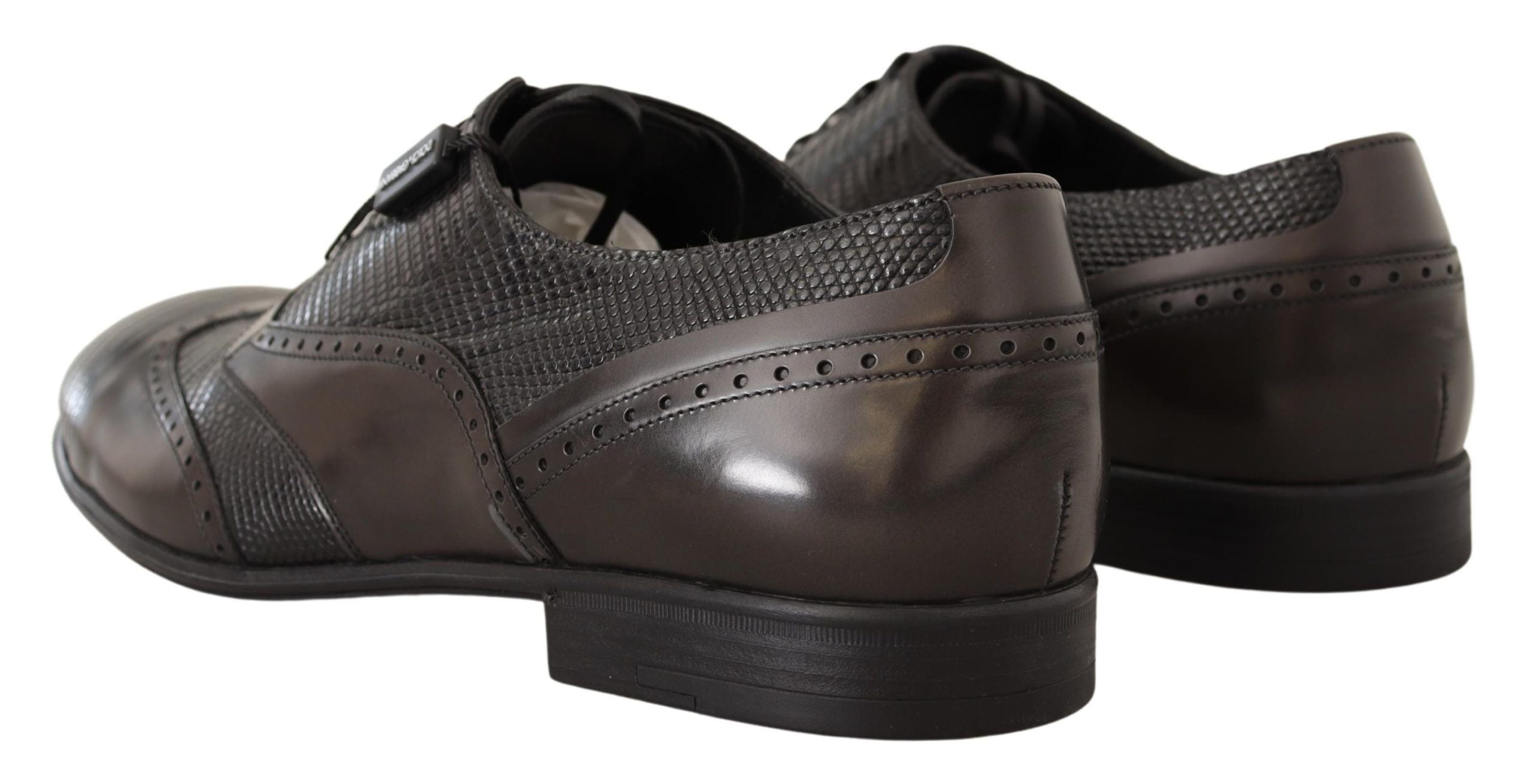 Dolce & Gabbana Brown Lizard Skin Leather Oxford Dress Shoes - Whispers Of Wisdom Clothing