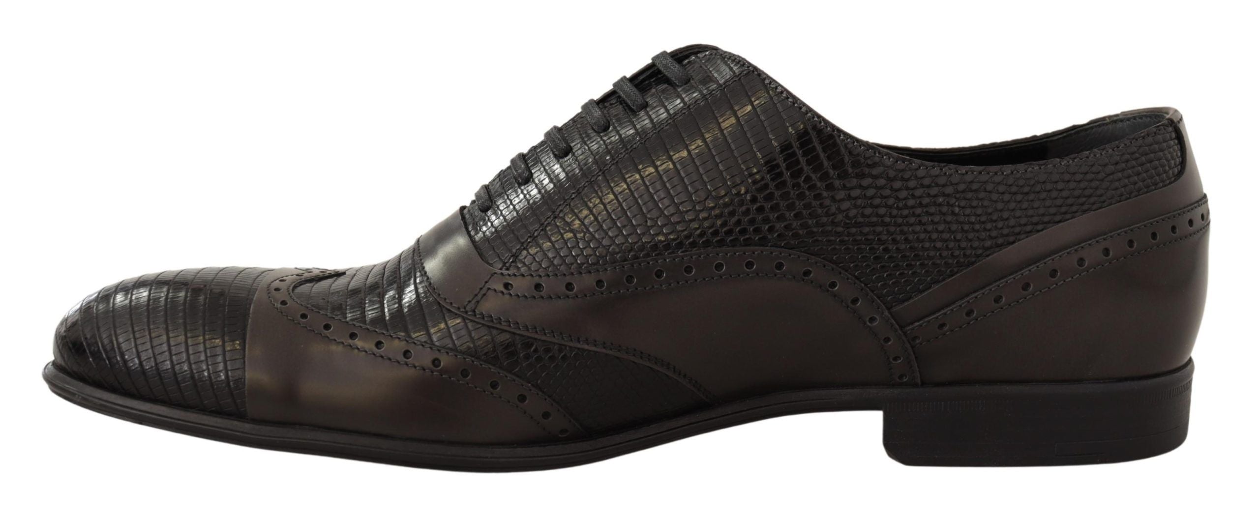 Dolce & Gabbana Brown Lizard Skin Leather Oxford Dress Shoes - Whispers Of Wisdom Clothing