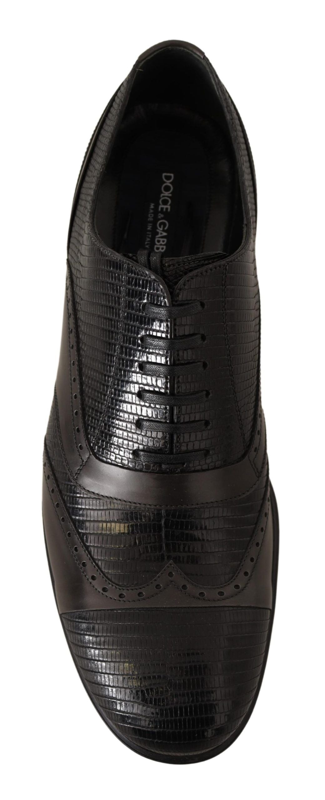 Dolce & Gabbana Brown Lizard Skin Leather Oxford Dress Shoes - Whispers Of Wisdom Clothing