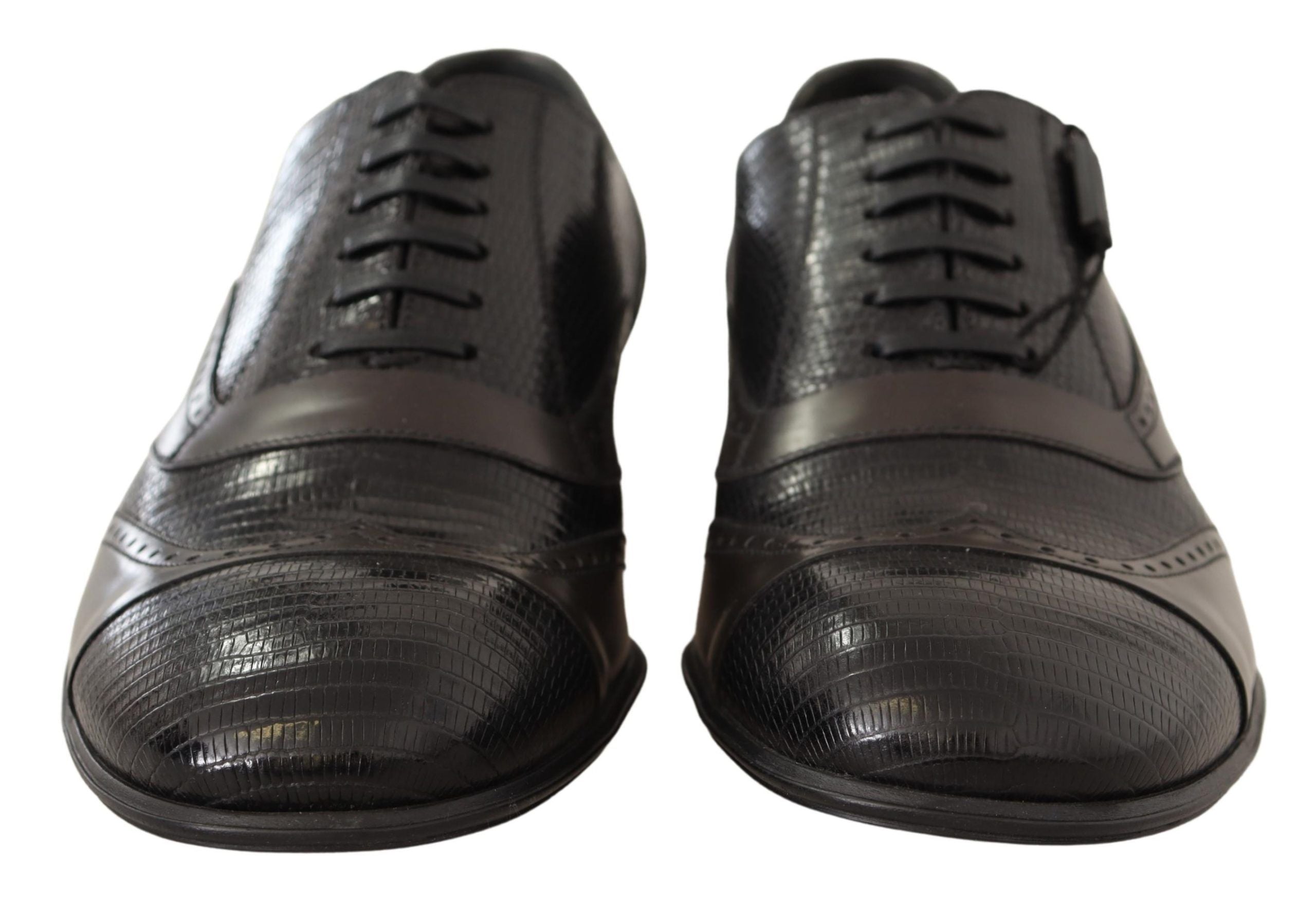 Dolce & Gabbana Brown Lizard Skin Leather Oxford Dress Shoes - Whispers Of Wisdom Clothing