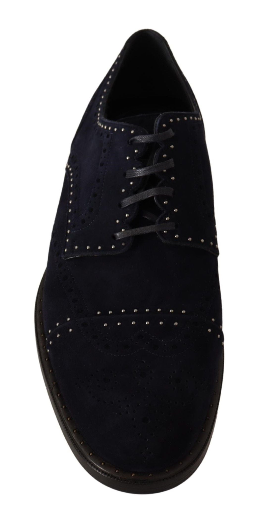 Dolce & Gabbana Blue Suede Leather Derby Studded Shoes - Whispers Of Wisdom Clothing