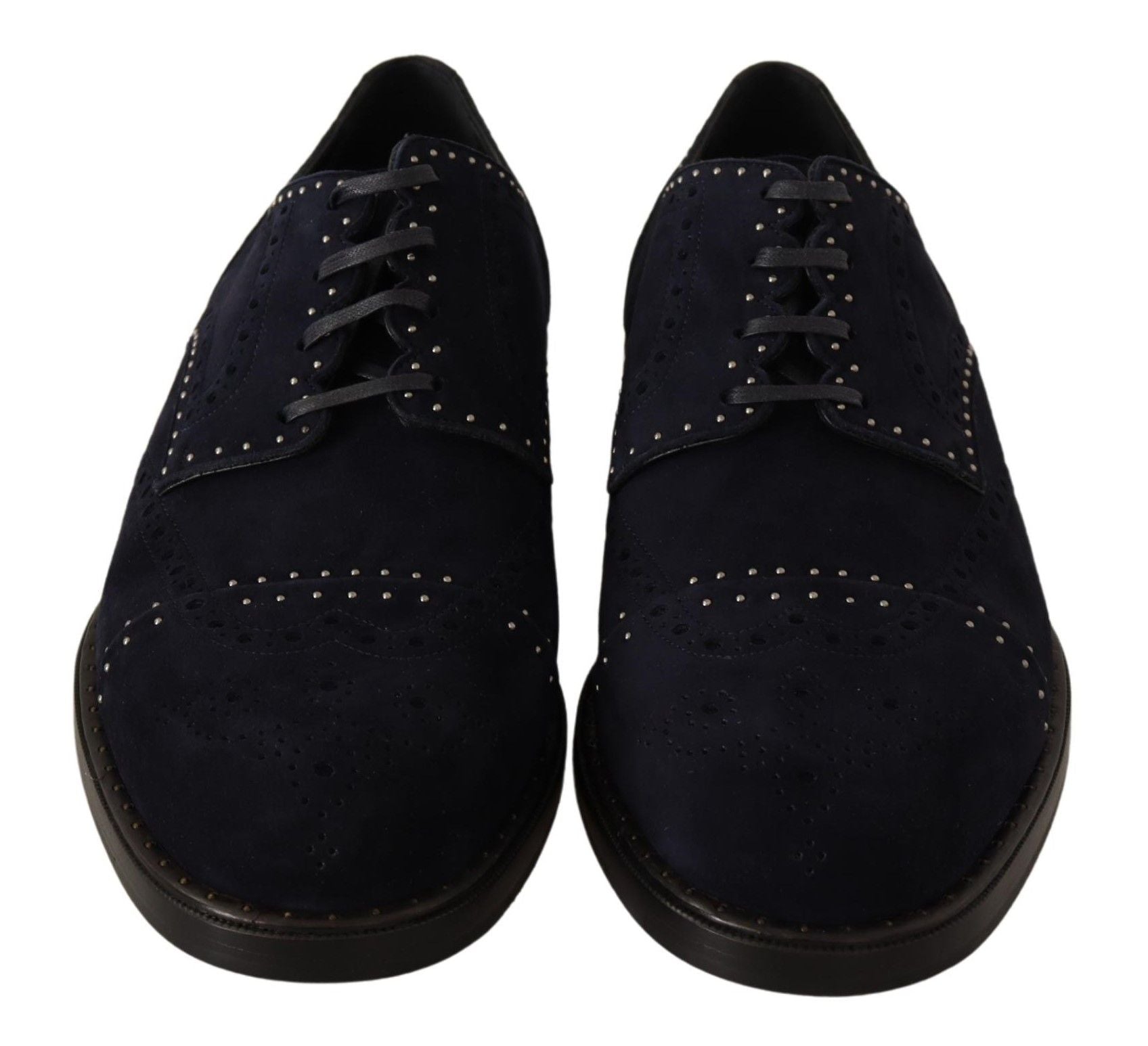 Dolce & Gabbana Blue Suede Leather Derby Studded Shoes - Whispers Of Wisdom Clothing