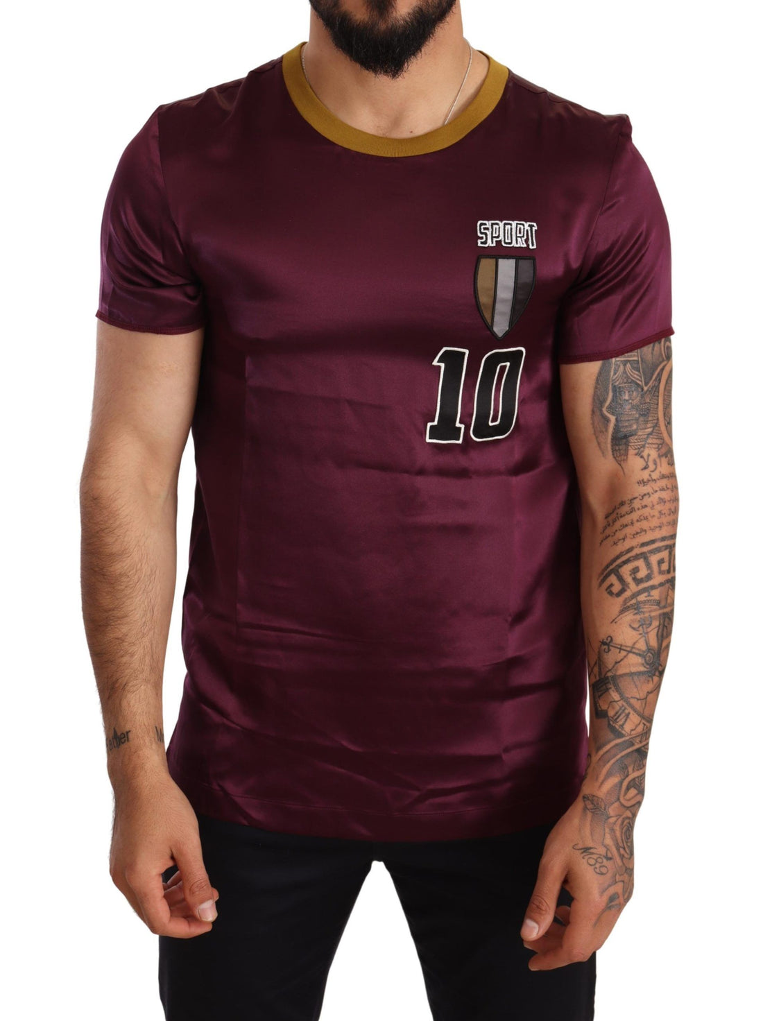 Dolce & Gabbana Purple Sport 10 Embroidery Crewneck T-shirt - Whispers Of Wisdom Clothing