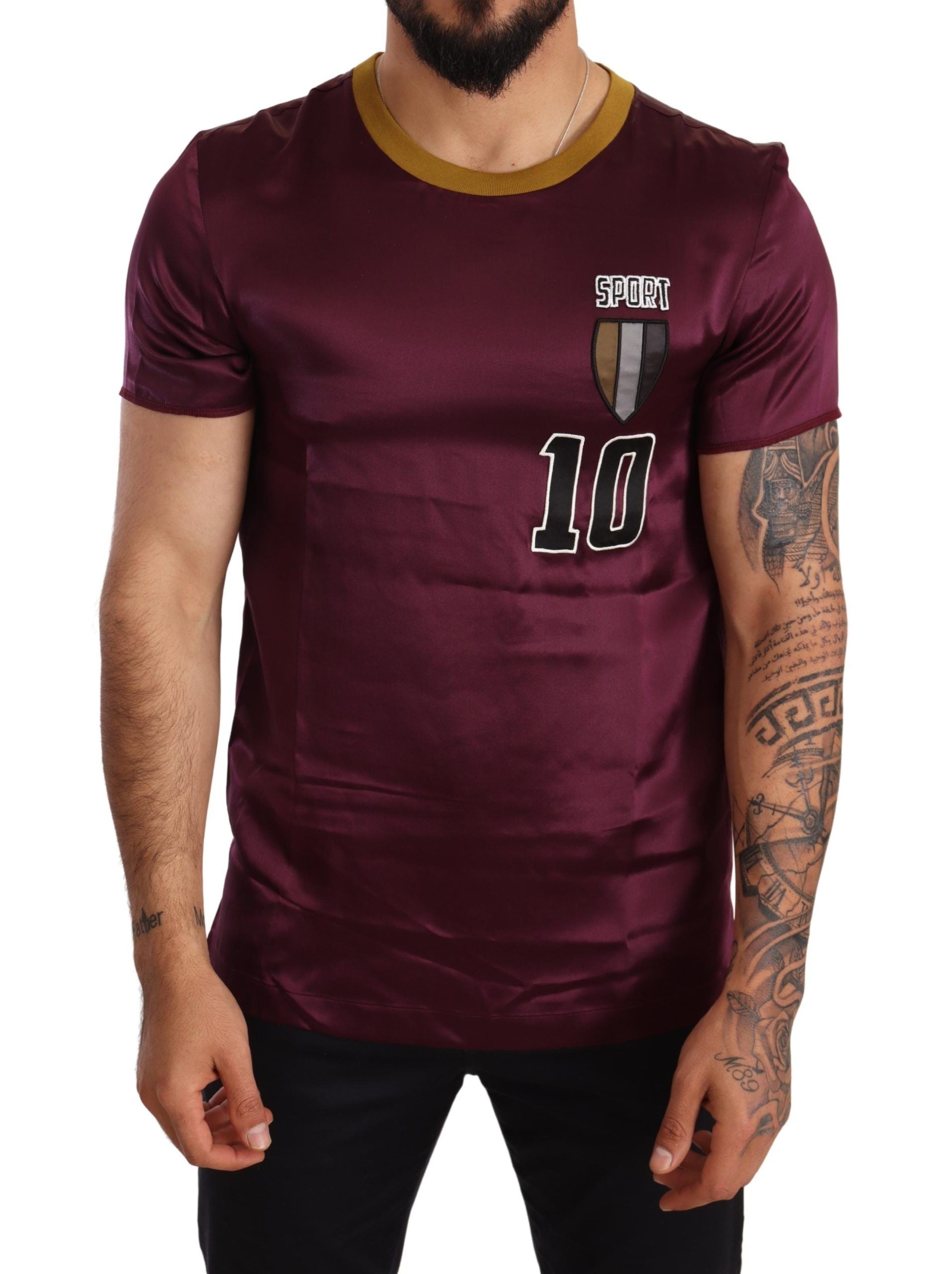 Dolce & Gabbana Purple Sport 10 Embroidery Crewneck T-shirt - Whispers Of Wisdom Clothing