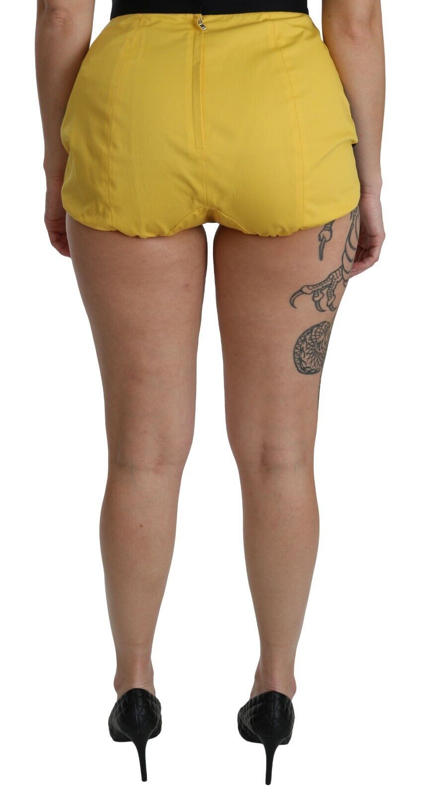 Dolce & Gabbana Yellow Black Cotton Jewelled Hot Pants Shorts - Whispers Of Wisdom Clothing