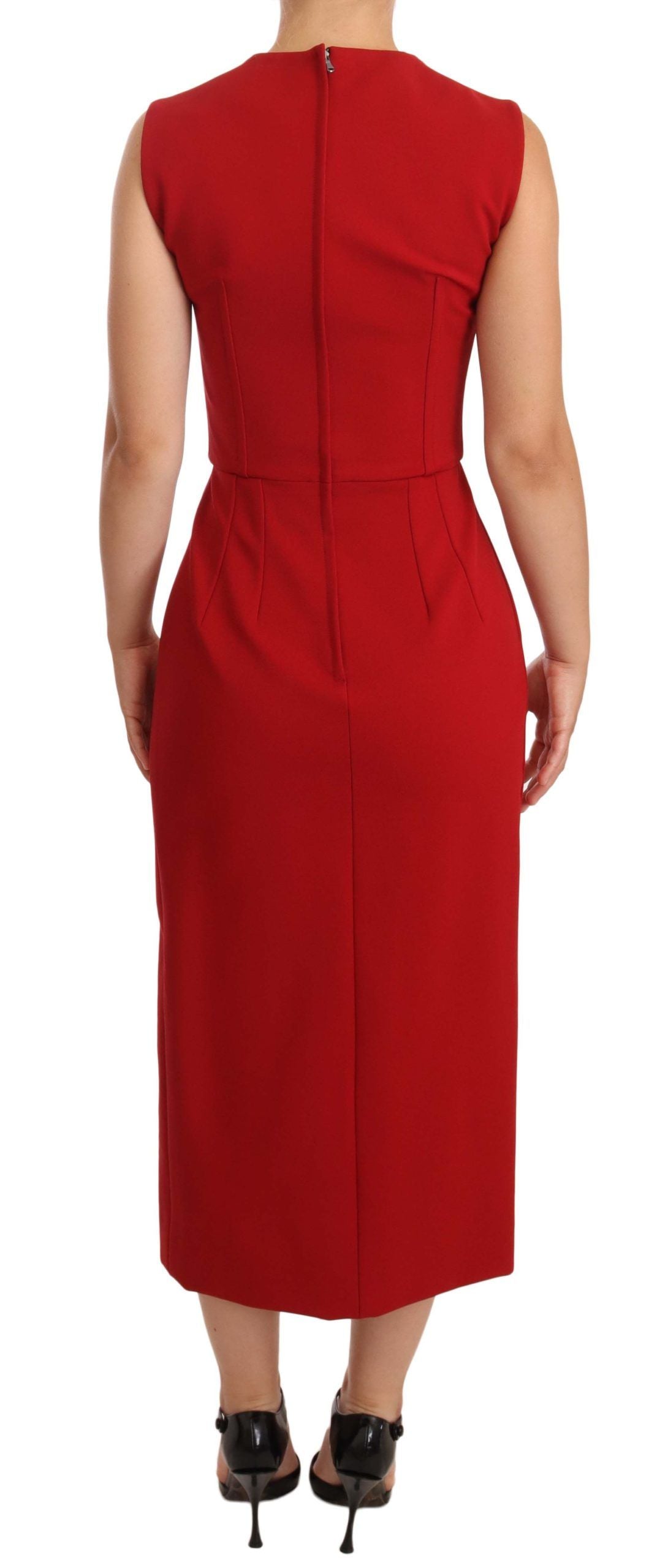 Dolce & Gabbana Red Sweetheart Sleeveless Midi Stretch Dress - Whispers Of Wisdom Clothing