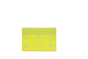 محفظة بطاقات جلدية من MCM Spectrum Diamond Mini Neon Yellow Visetos