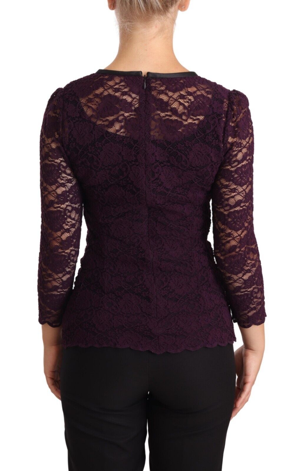 Dolce & Gabbana Purple Lace Long Sleeve Top Blouse - Whispers Of Wisdom Clothing
