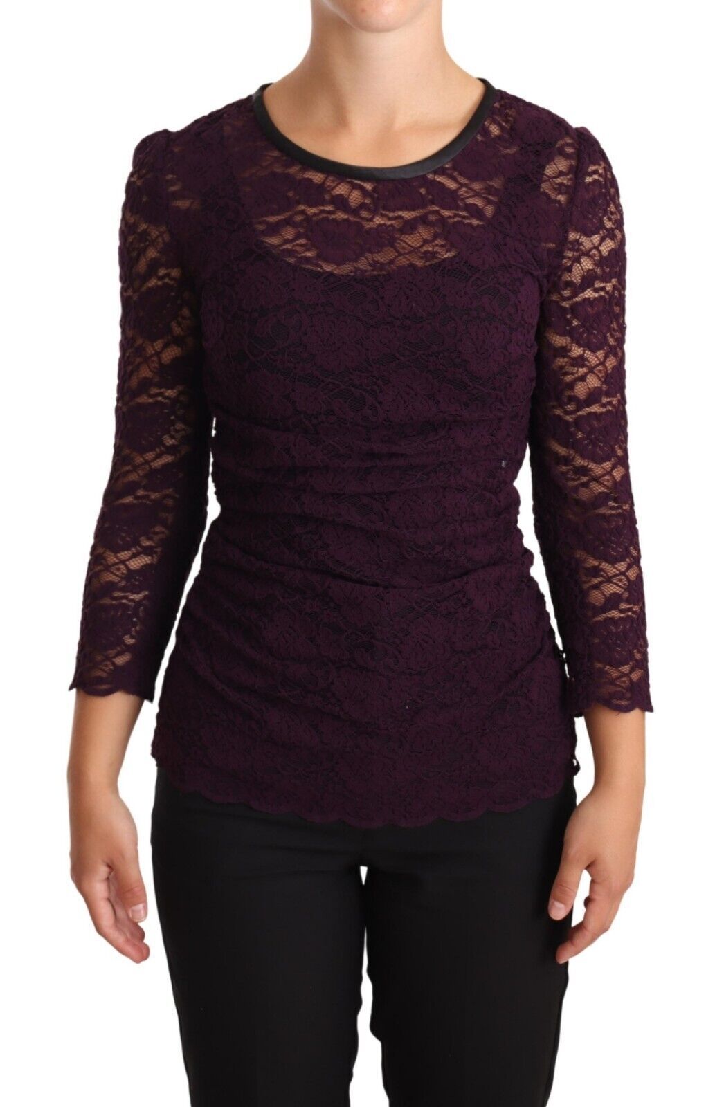 Dolce & Gabbana Purple Lace Long Sleeve Top Blouse - Whispers Of Wisdom Clothing