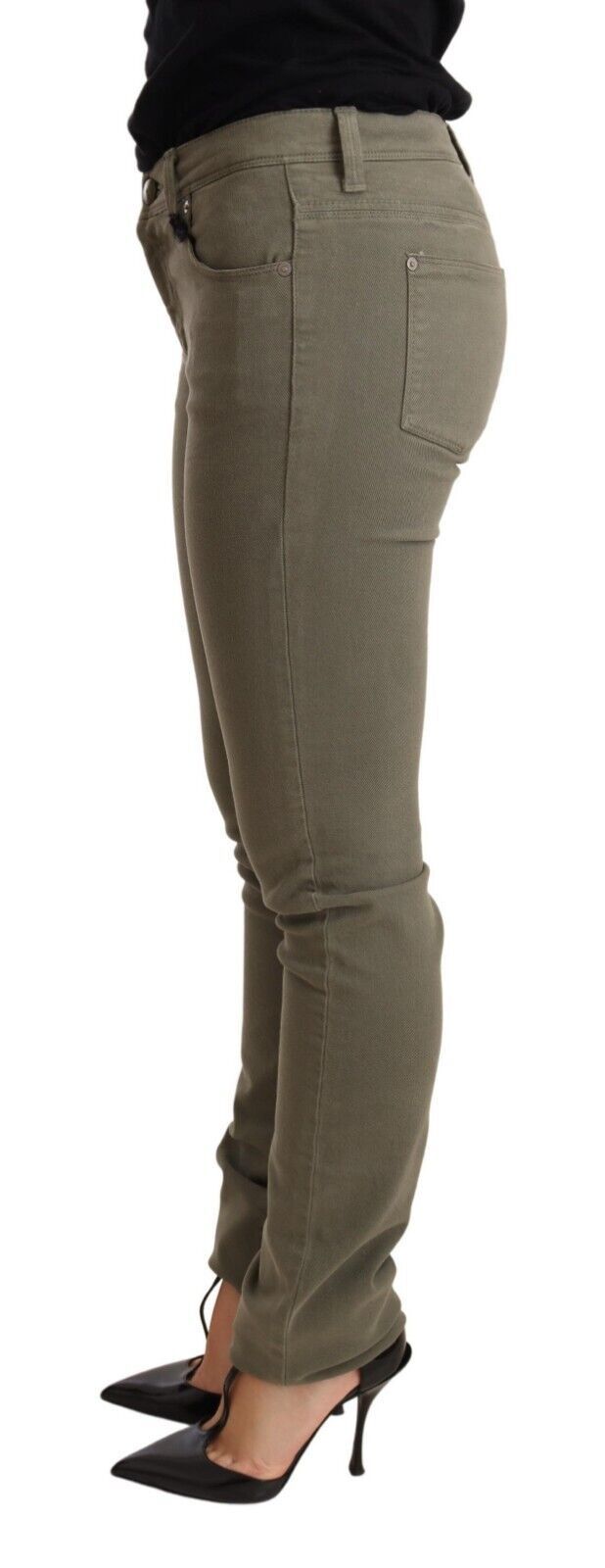 Ermanno Scervino Green Low Waist Skinny Slim Trouser Cotton Jeans - Whispers Of Wisdom Clothing