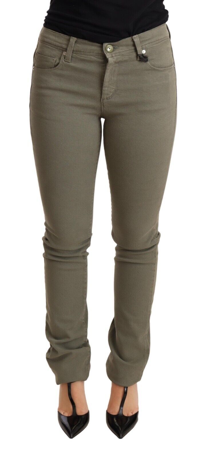 Ermanno Scervino Green Low Waist Skinny Slim Trouser Cotton Jeans - Whispers Of Wisdom Clothing