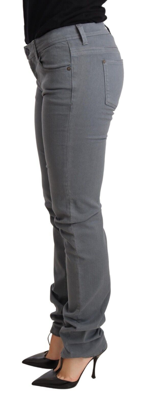 Ermanno Scervino Gray Low Waist Skinny Slim Trouser Cotton Jeans - Whispers Of Wisdom Clothing