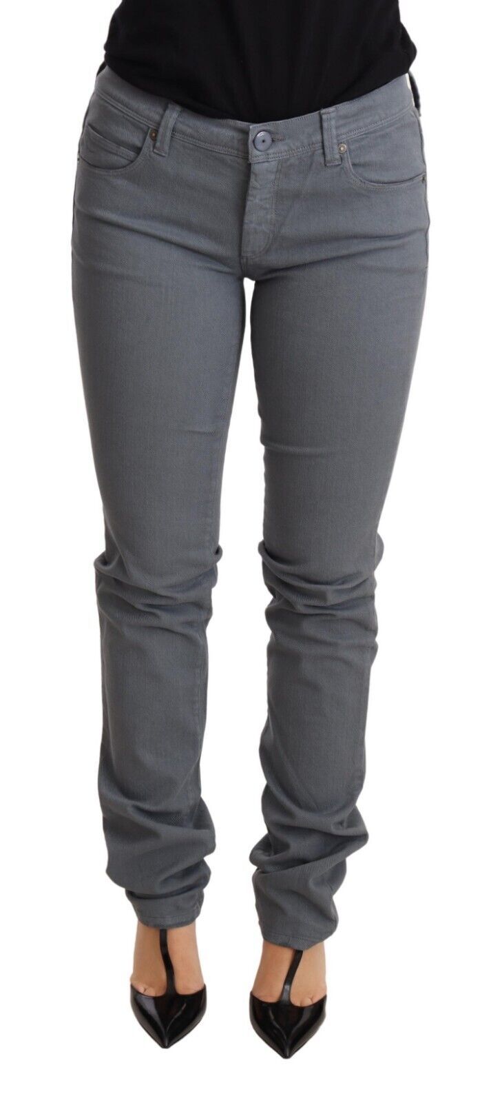 Ermanno Scervino Gray Low Waist Skinny Slim Trouser Cotton Jeans - Whispers Of Wisdom Clothing