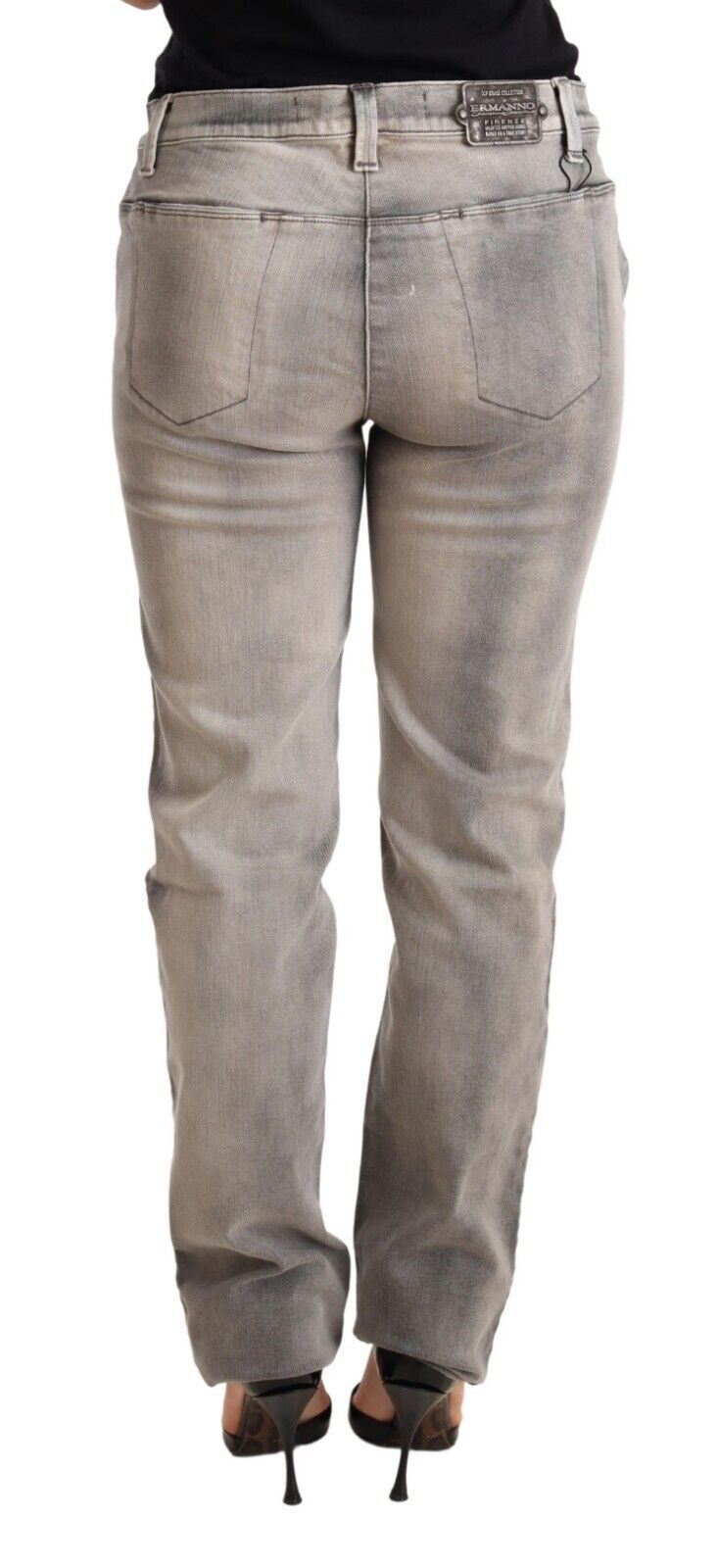 Ermanno Scervino Gray Washed Low Waist Skinny Trouser Cotton Jeans - Whispers Of Wisdom Clothing