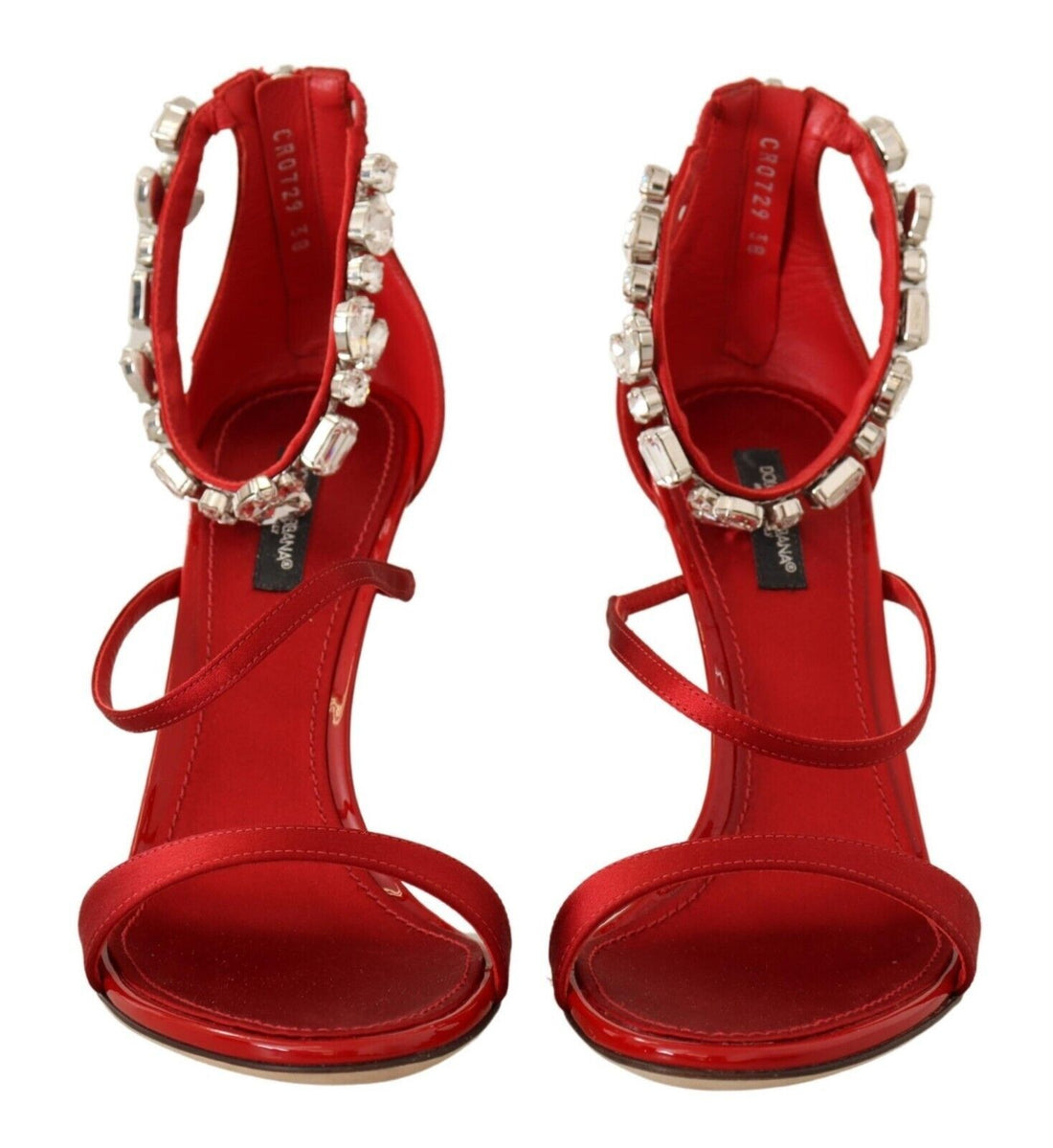 Dolce & Gabbana Red Satin Crystals Sandals Keira Heels Shoes - Whispers Of Wisdom Clothing
