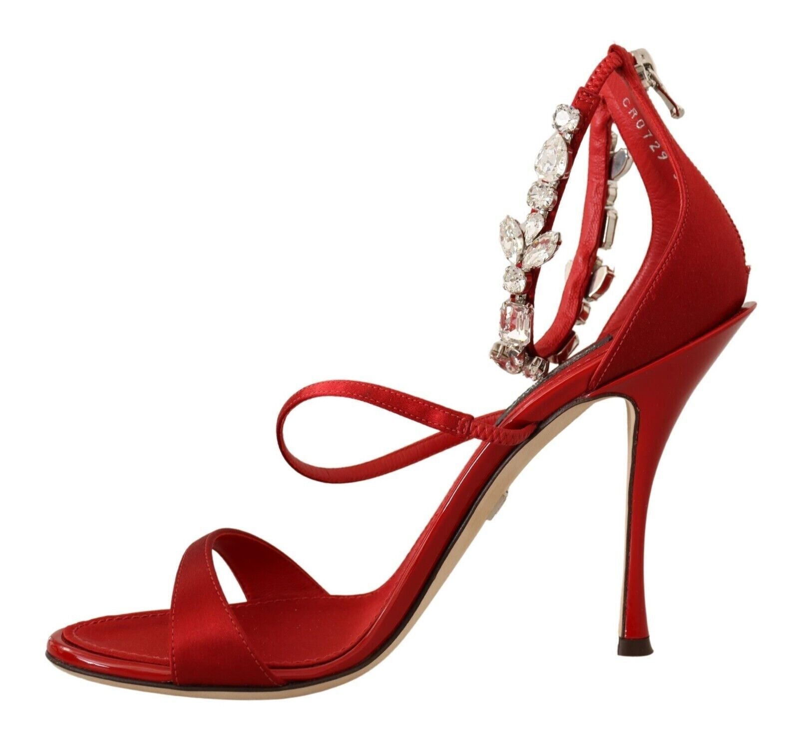 Dolce & Gabbana Red Satin Crystals Sandals Keira Heels Shoes - Whispers Of Wisdom Clothing