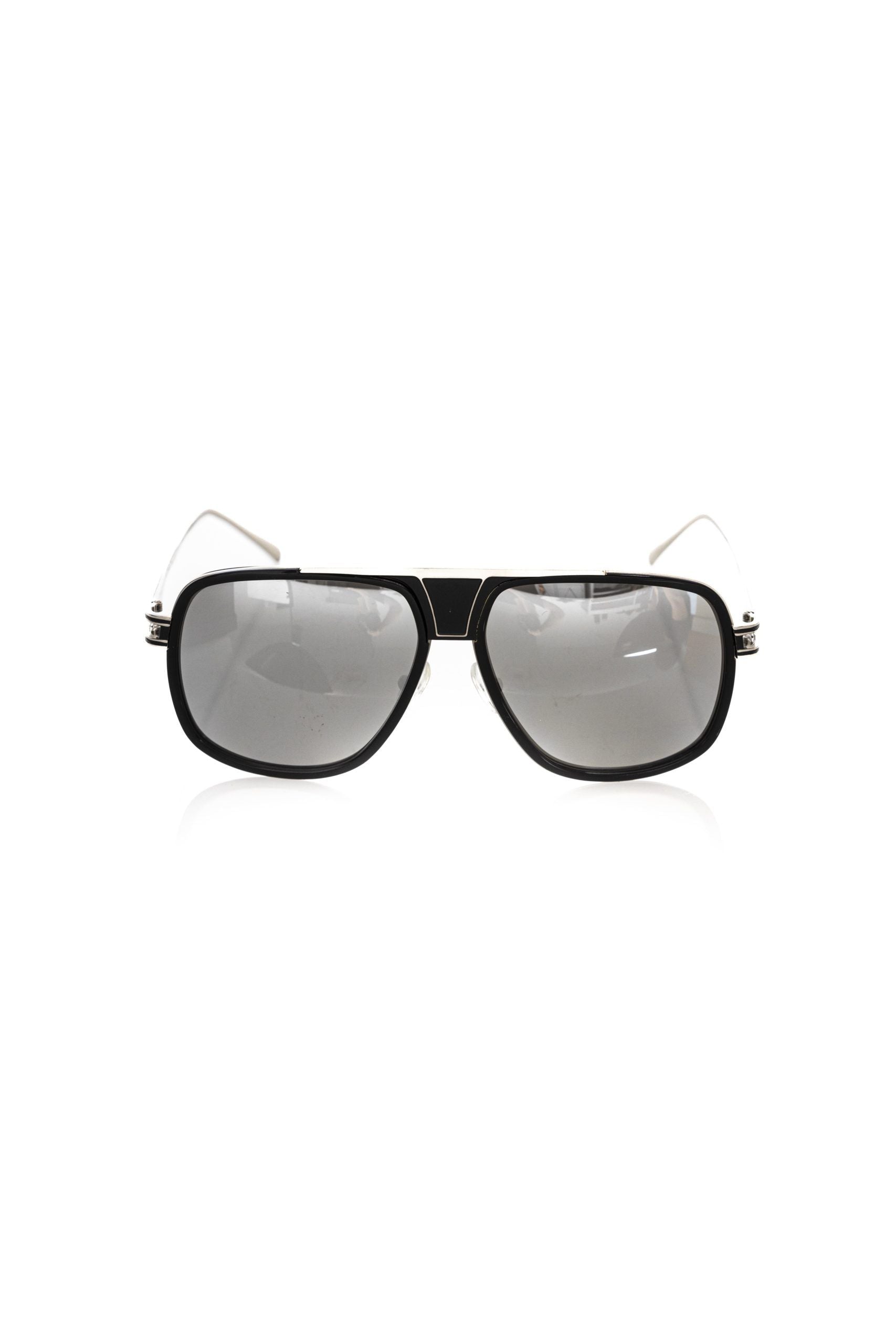 Frankie Morello Black Metallic Fibre Men Sunglass