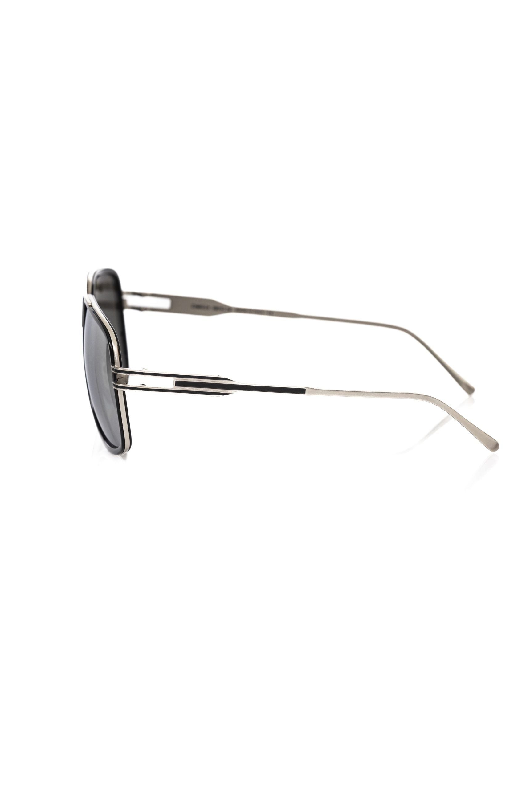 Frankie Morello Black Metallic Fibre Men Sunglass