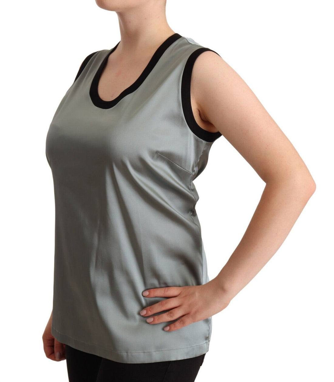 Dolce & Gabbana Silver Round Neck Sleeveless Casual Tank Top - Whispers Of Wisdom Clothing