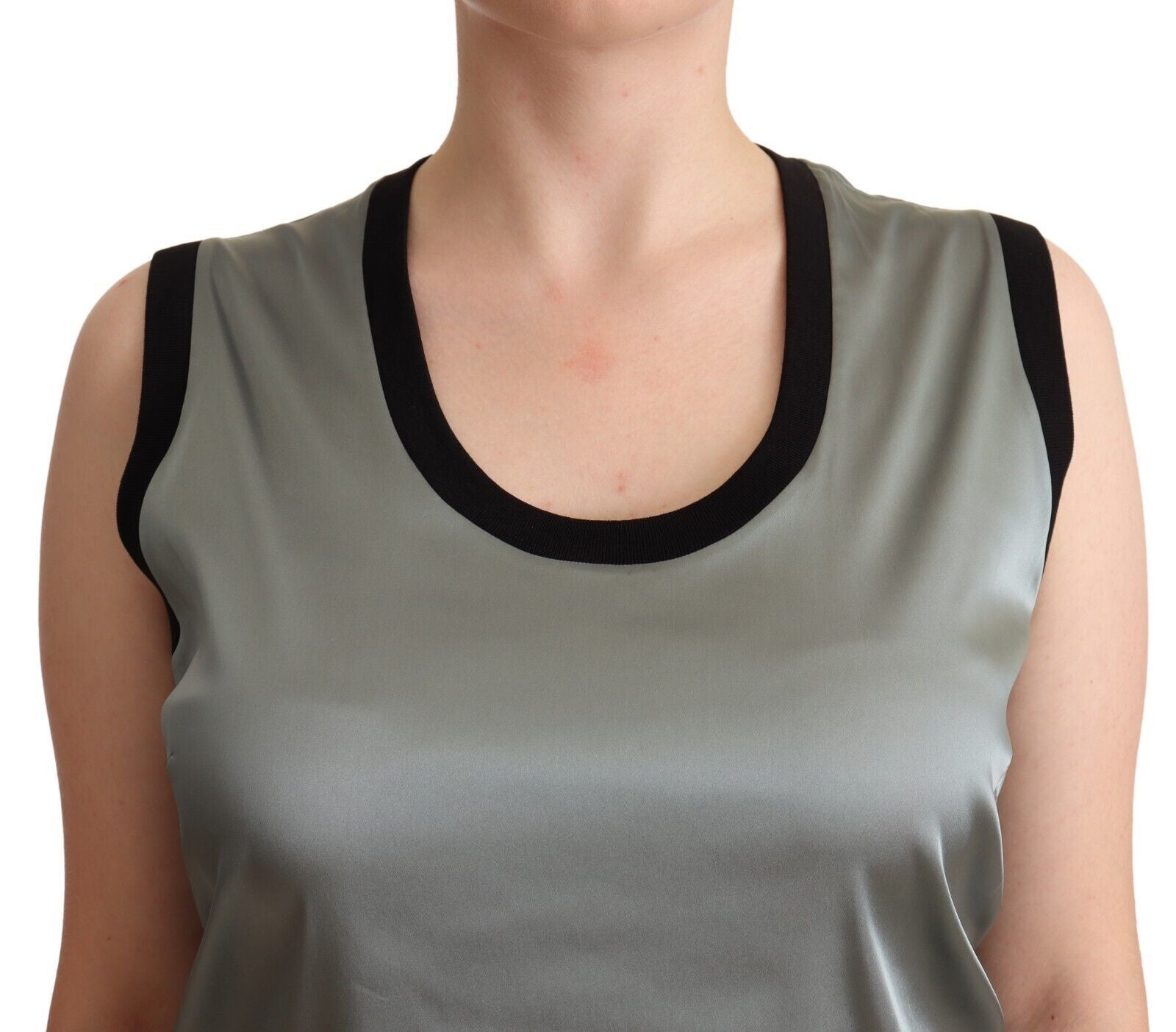 Dolce & Gabbana Silver Round Neck Sleeveless Casual Tank Top - Whispers Of Wisdom Clothing