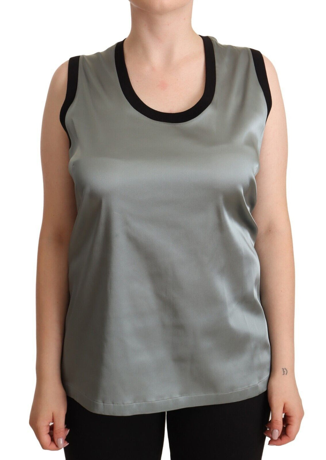 Dolce & Gabbana Silver Round Neck Sleeveless Casual Tank Top - Whispers Of Wisdom Clothing