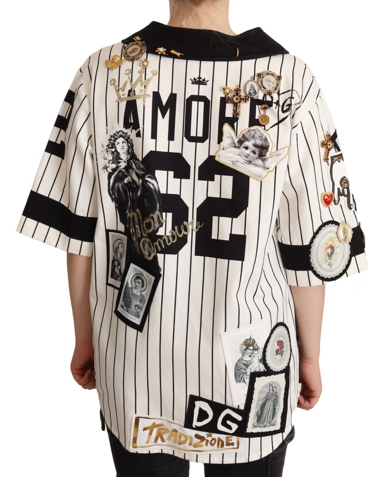 Dolce & Gabbana White Cotton Crystal Charms Amore Shirt - Whispers Of Wisdom Clothing