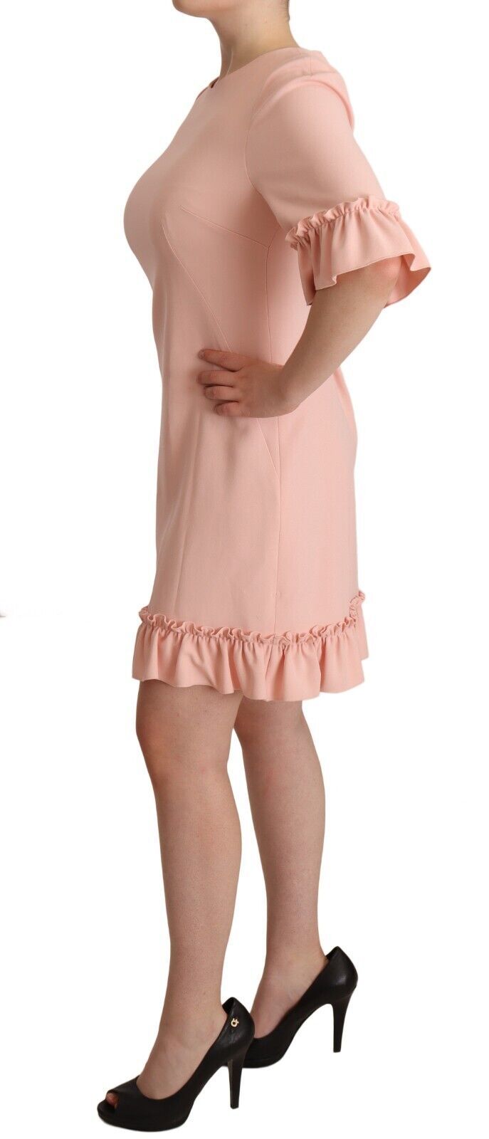 Dolce & Gabbana Pink Ruffled Sleeves Viscose Sheath Dress - Whispers Of Wisdom Clothing